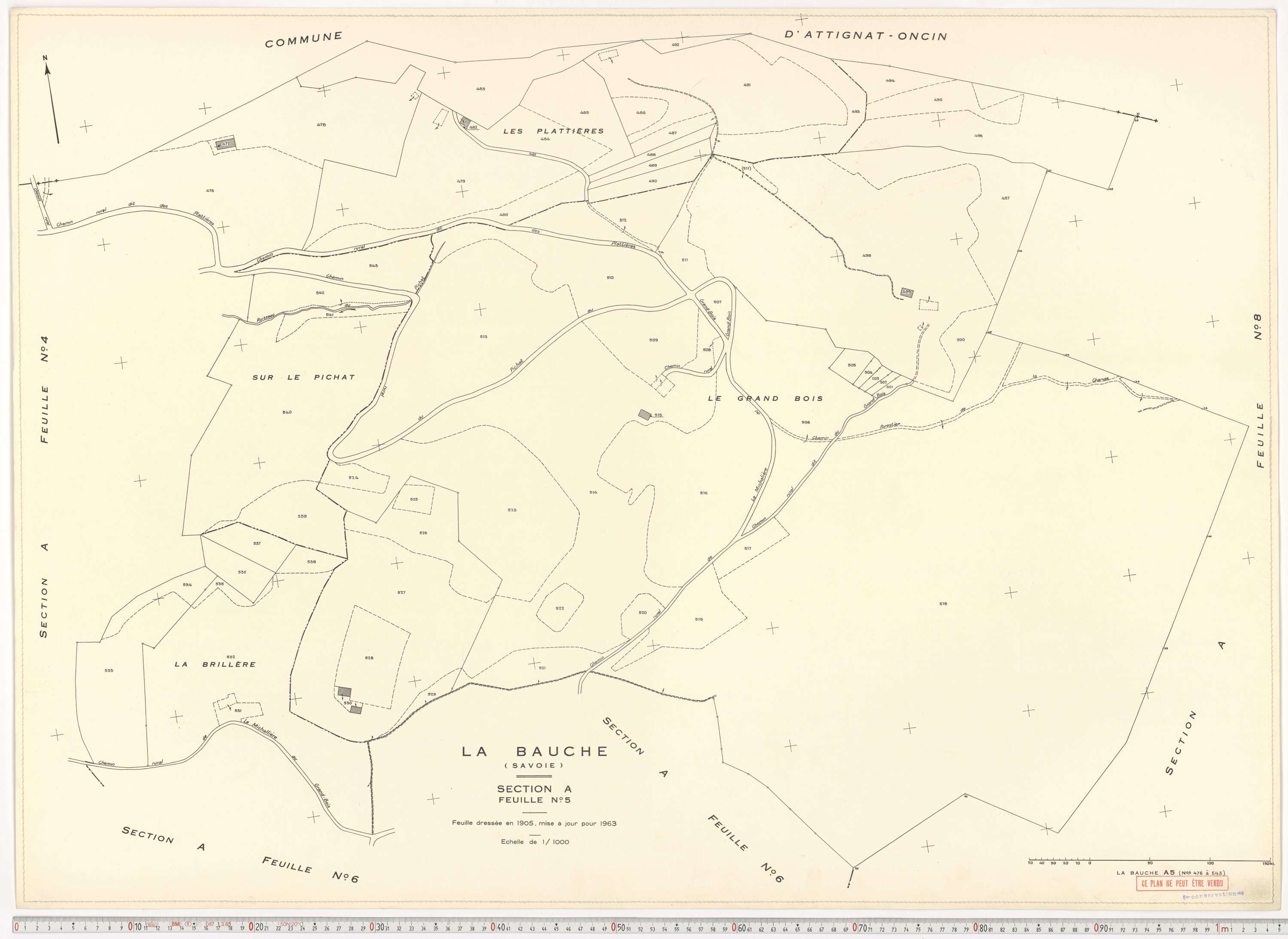 La Bauche - Plans cadastraux du cadastre rénové en 1963 et mis à jour en 1988.