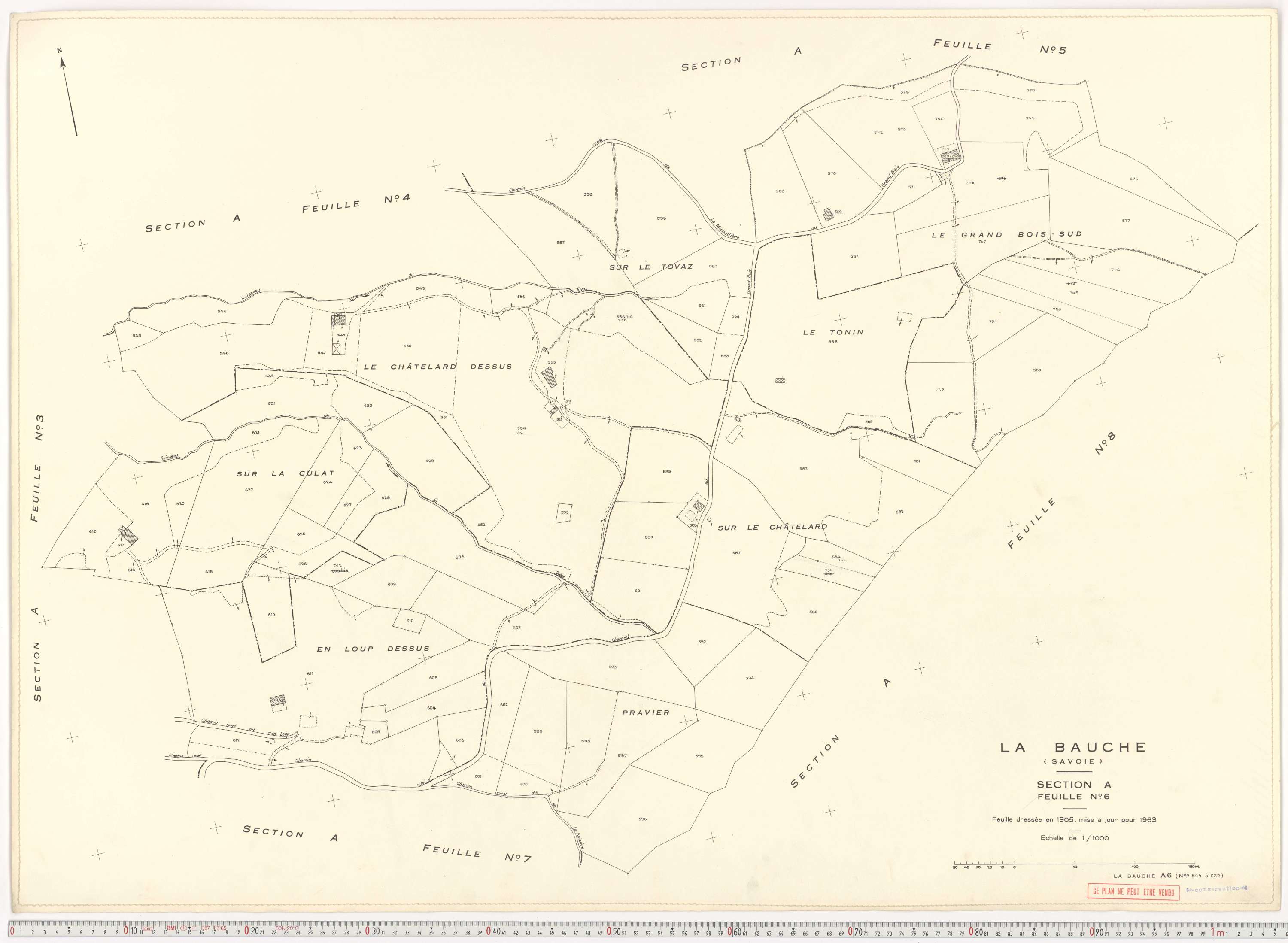 La Bauche - Plans cadastraux du cadastre rénové en 1963 et mis à jour en 1988.
