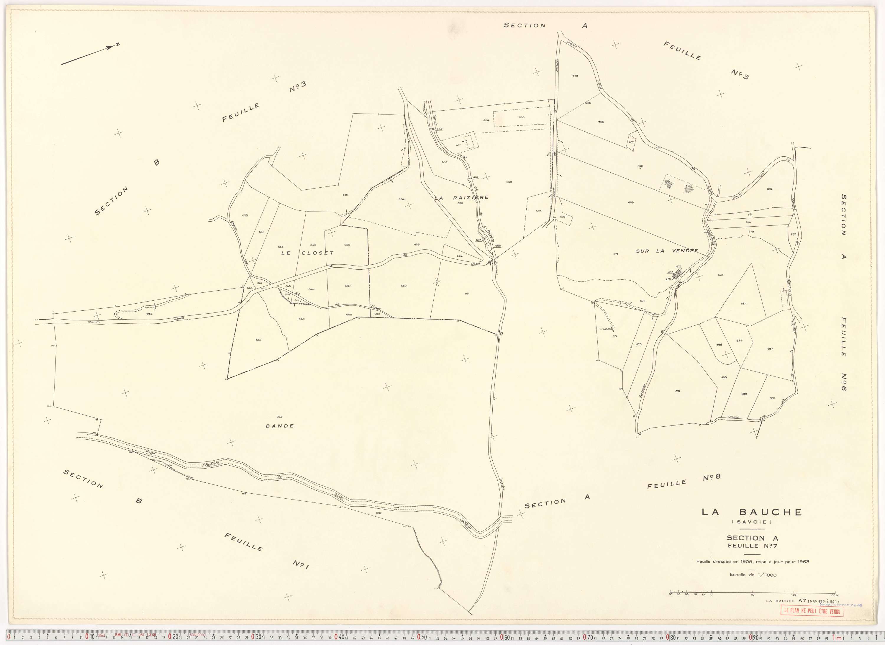La Bauche - Plans cadastraux du cadastre rénové en 1963 et mis à jour en 1988.