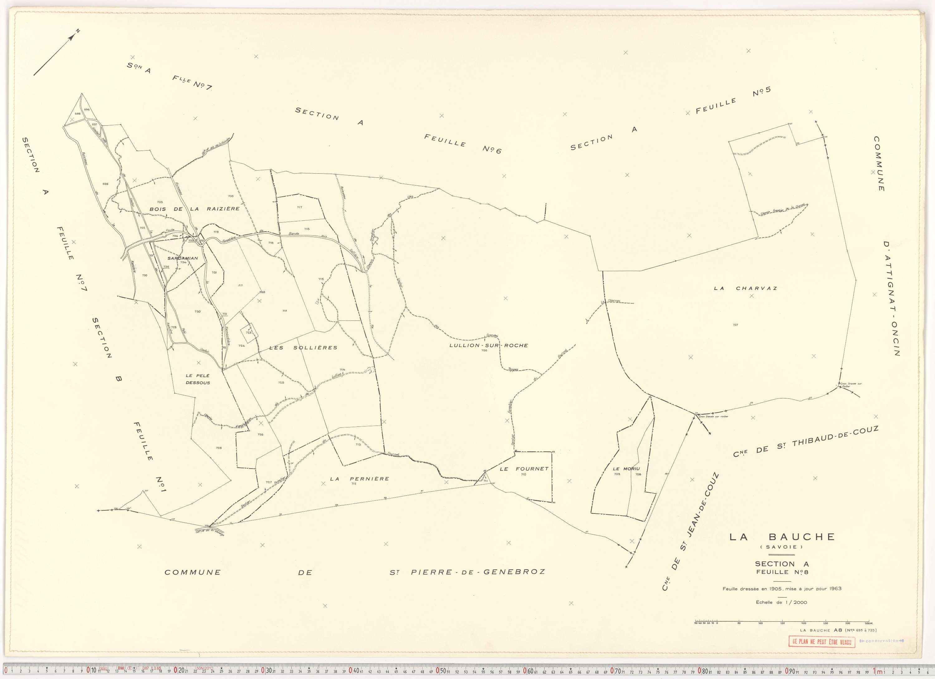 La Bauche - Plans cadastraux du cadastre rénové en 1963 et mis à jour en 1988.