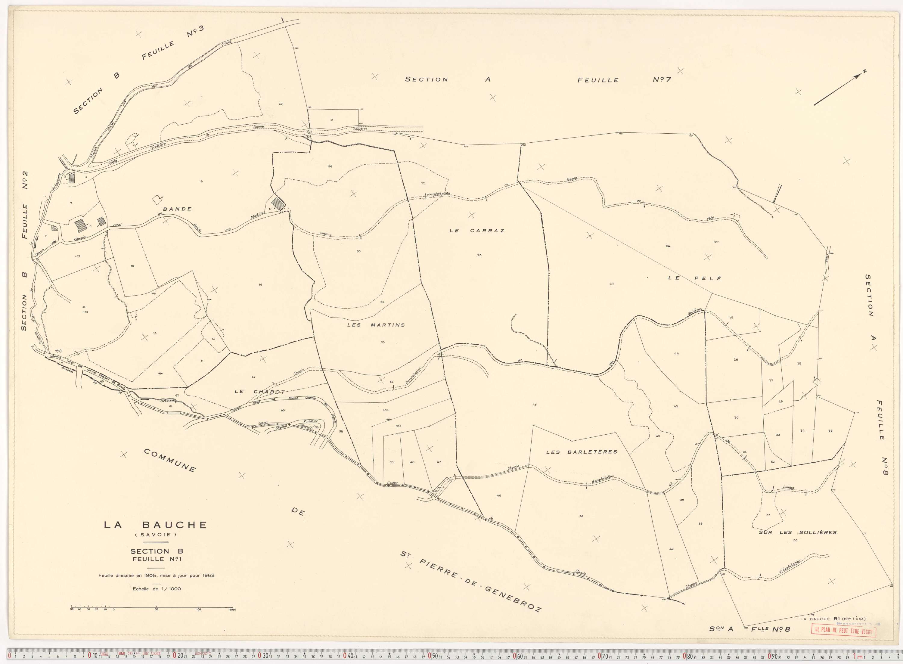 La Bauche - Plans cadastraux du cadastre rénové en 1963 et mis à jour en 1988.