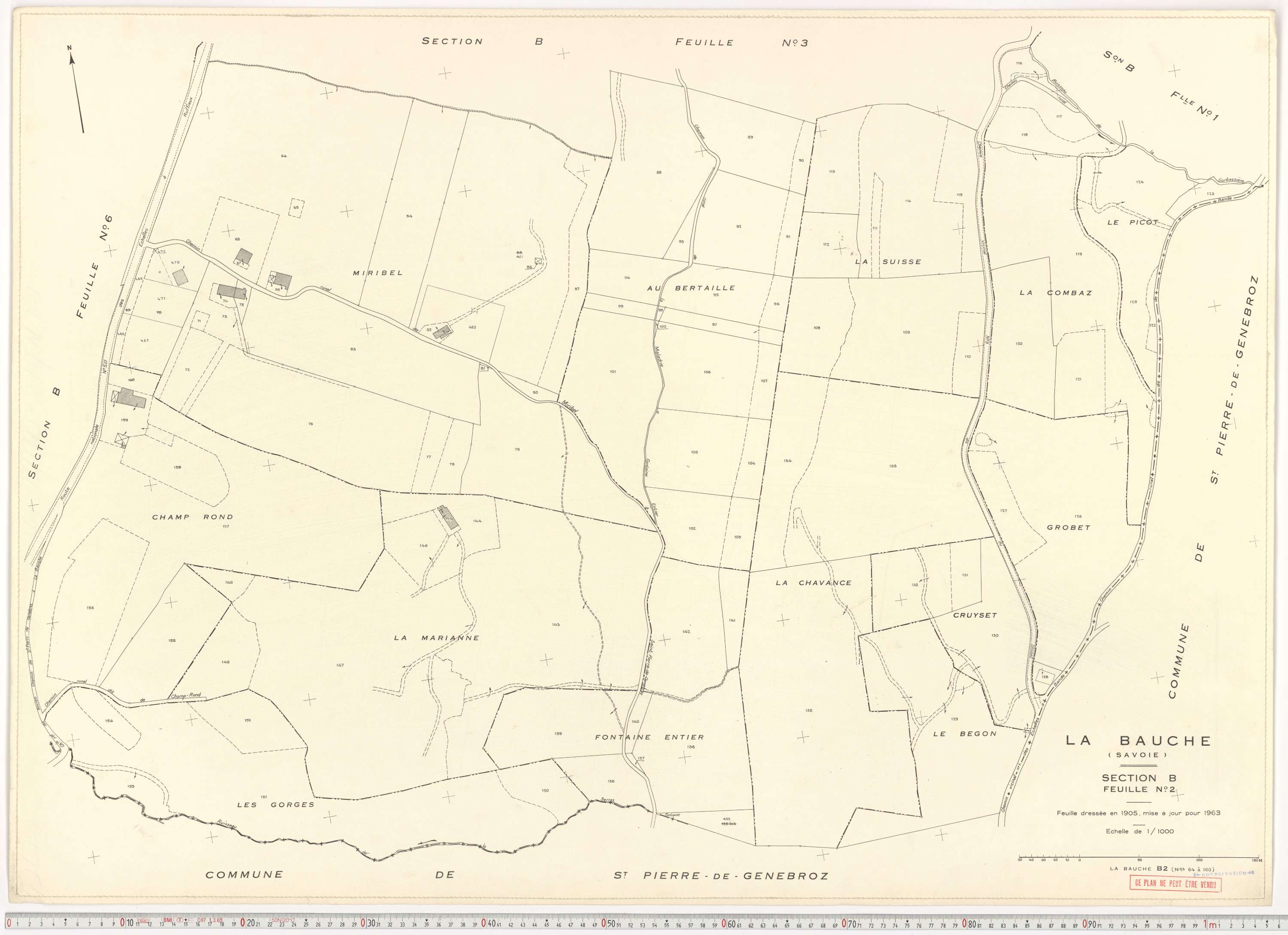 La Bauche - Plans cadastraux du cadastre rénové en 1963 et mis à jour en 1988.