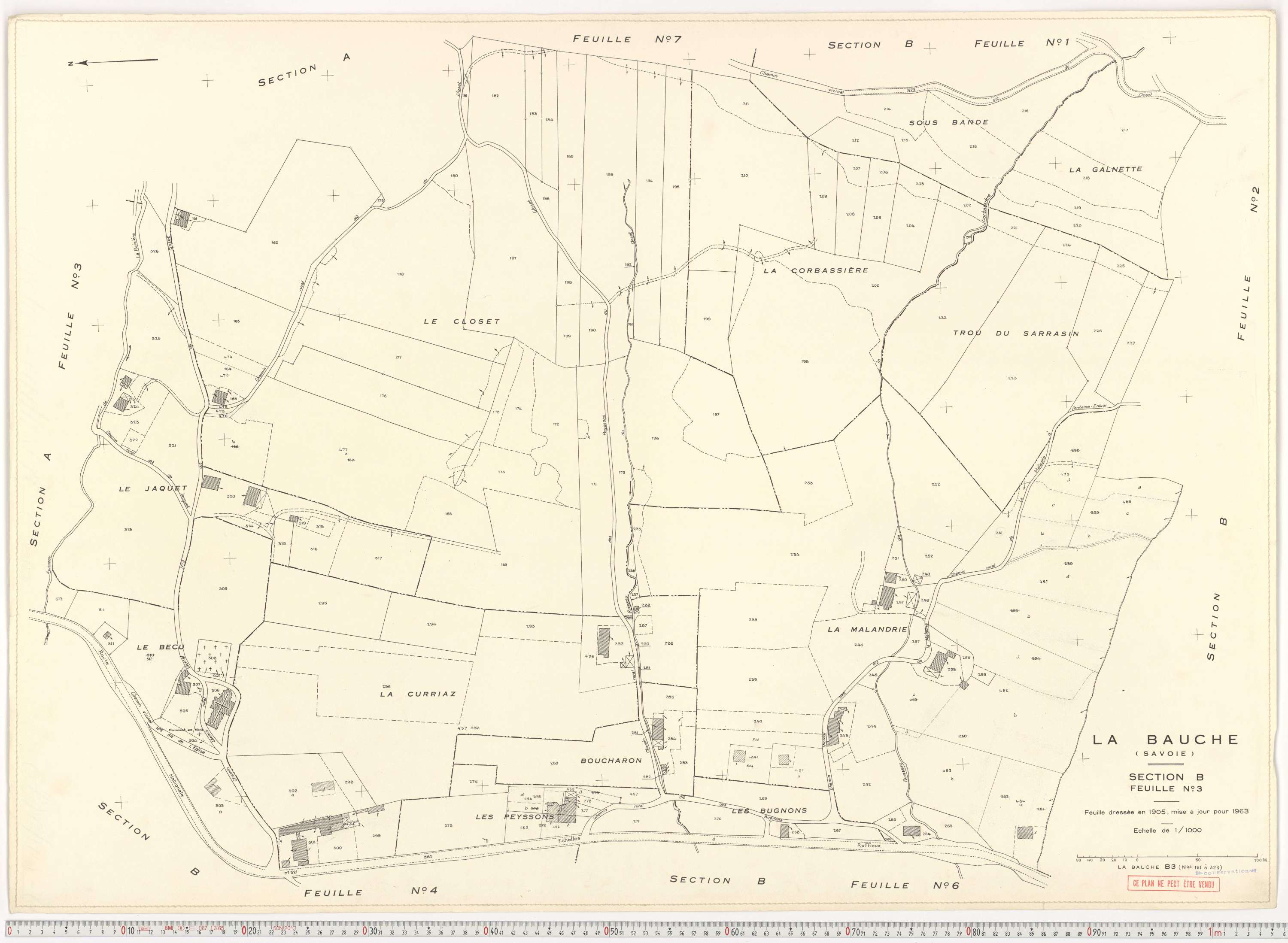 La Bauche - Plans cadastraux du cadastre rénové en 1963 et mis à jour en 1988.