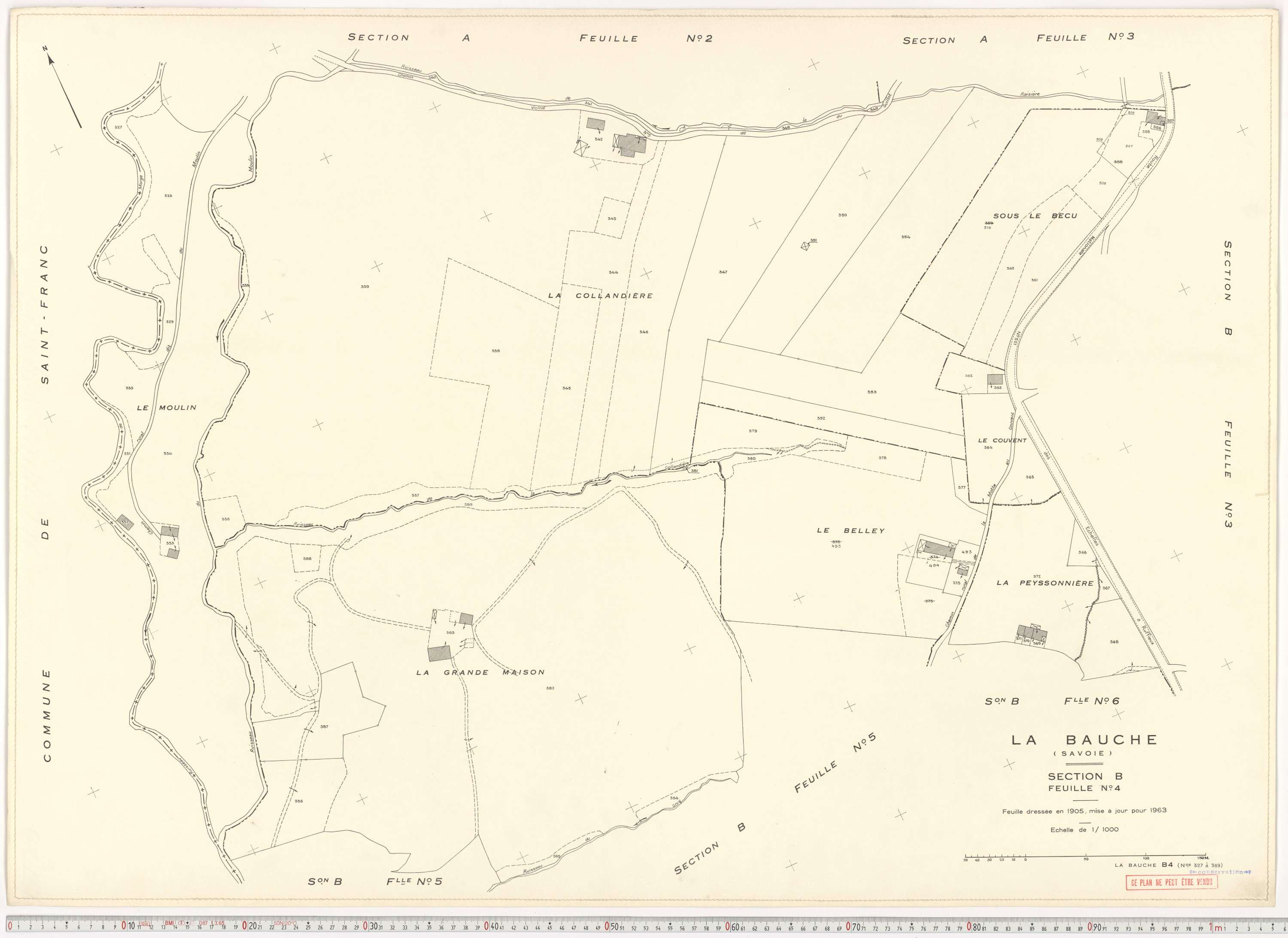 La Bauche - Plans cadastraux du cadastre rénové en 1963 et mis à jour en 1988.