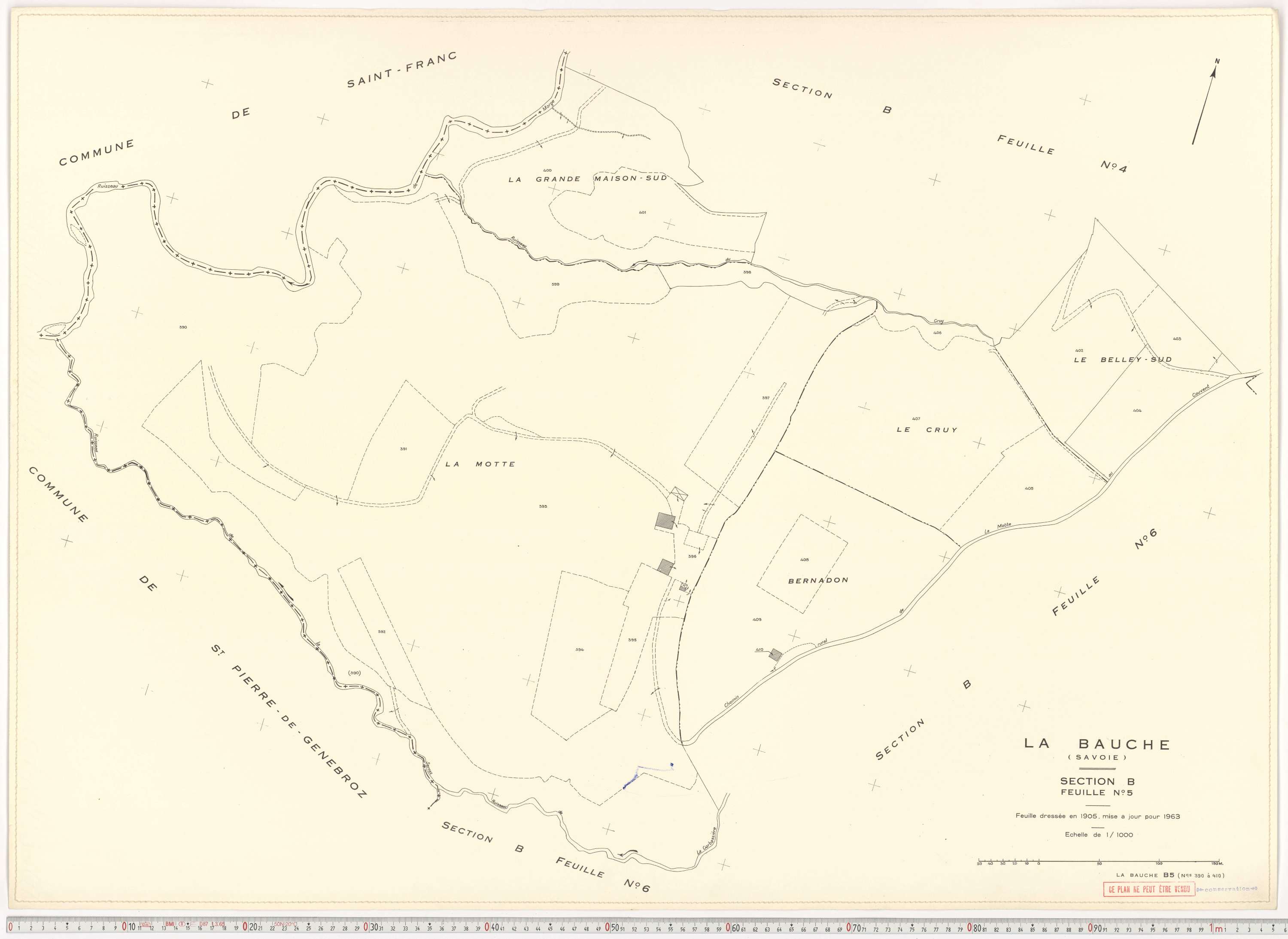 La Bauche - Plans cadastraux du cadastre rénové en 1963 et mis à jour en 1988.