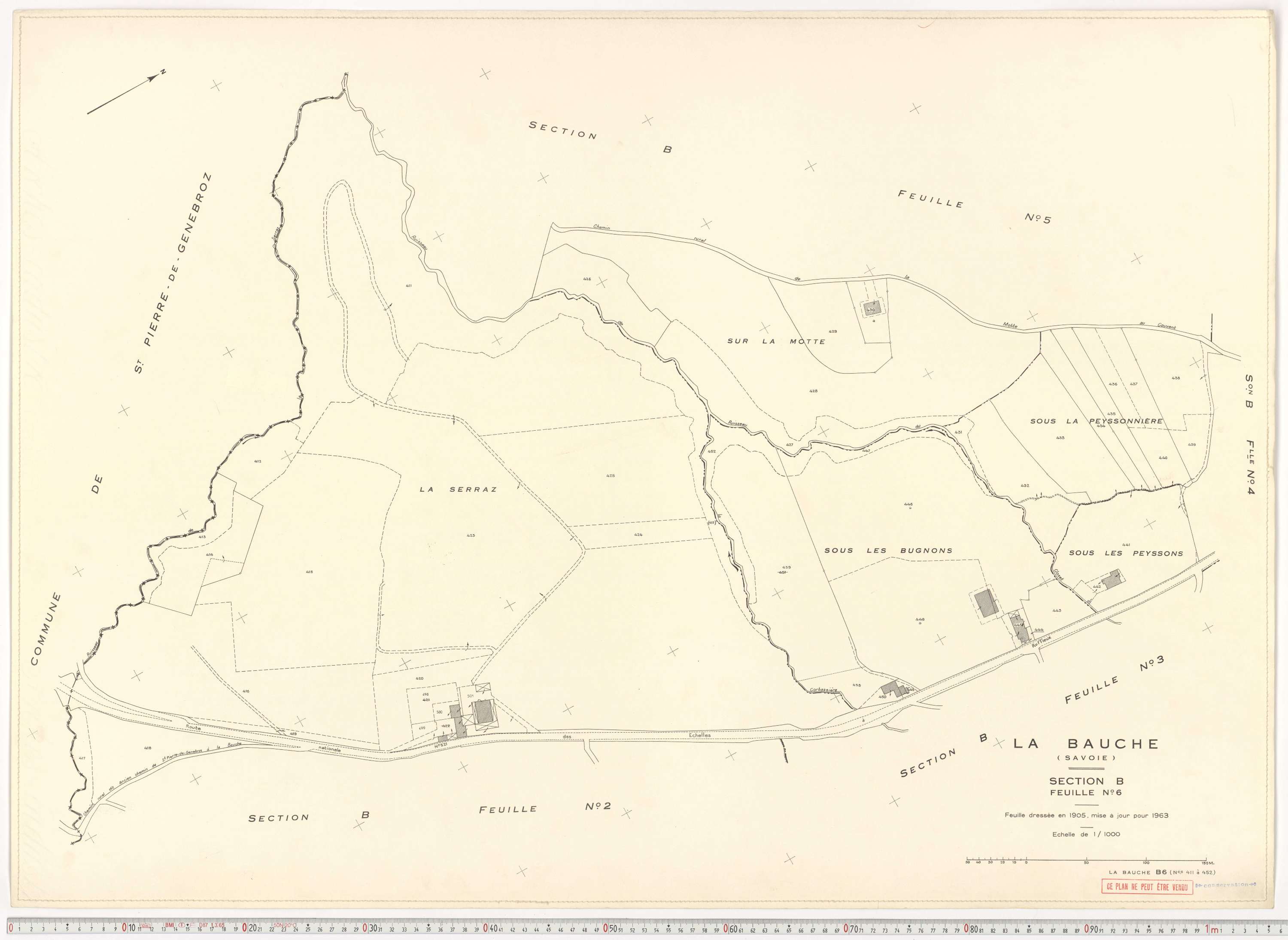 La Bauche - Plans cadastraux du cadastre rénové en 1963 et mis à jour en 1988.