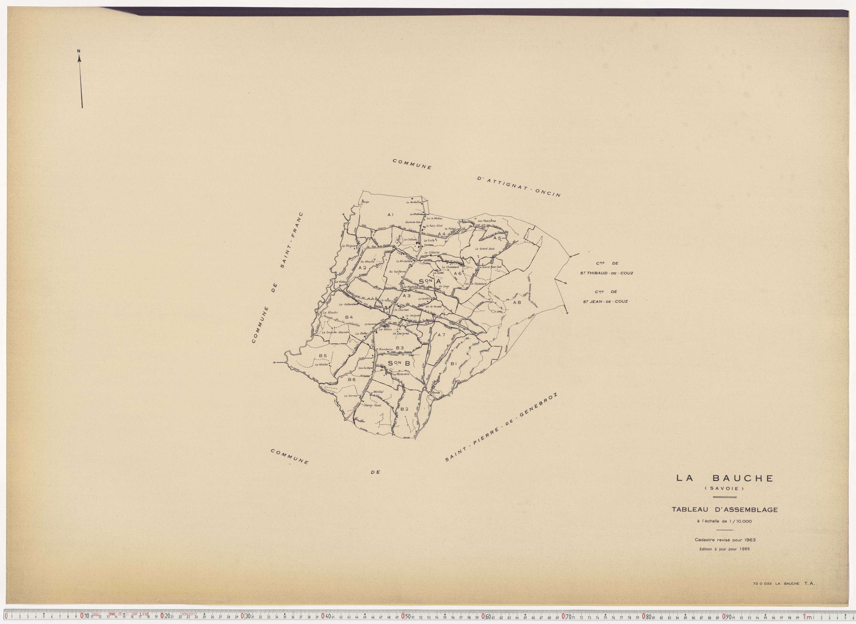 La Bauche - Plans cadastraux du cadastre rénové en 1963 et mis à jour en 1988.