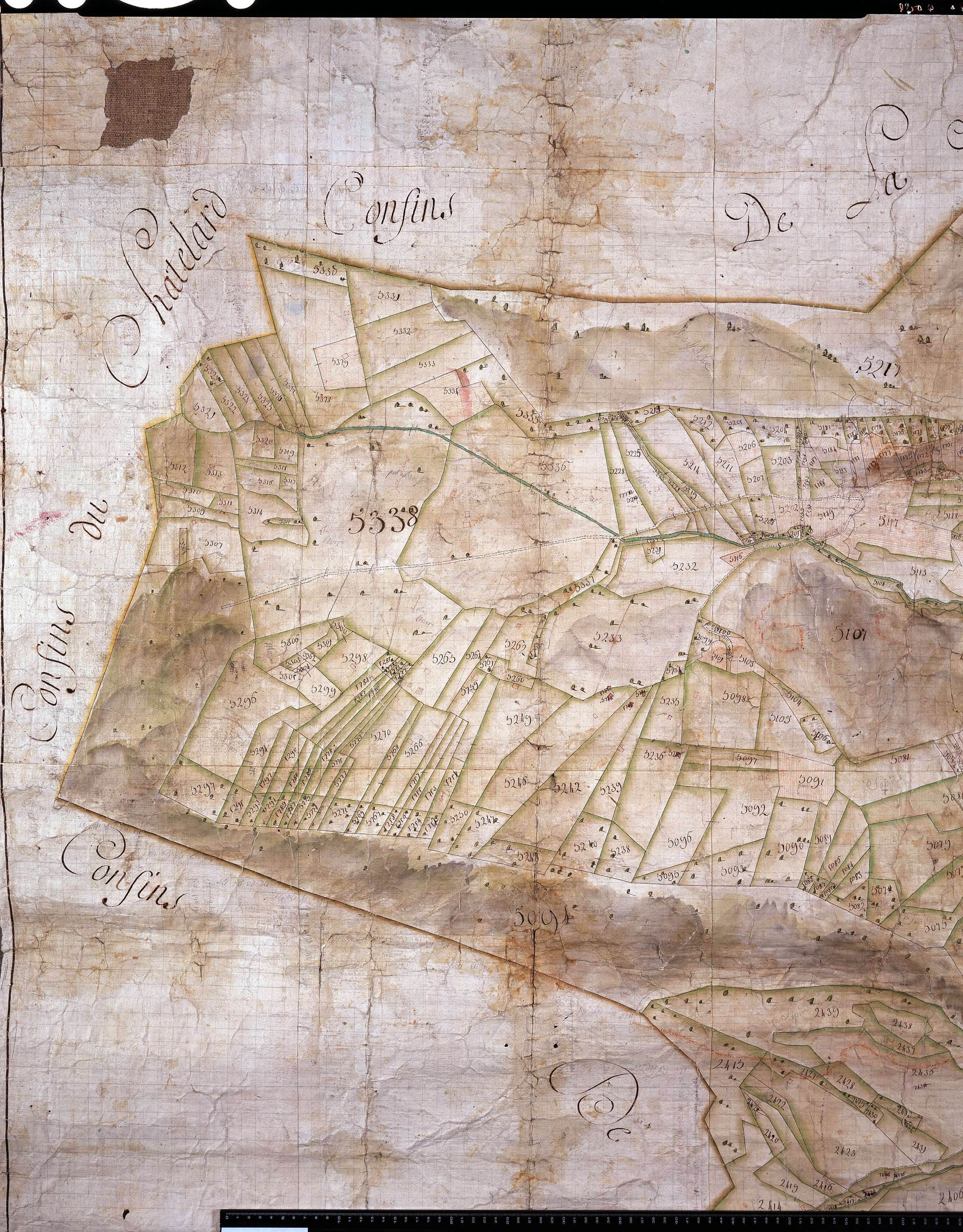 Bellecombe-en-Bauges - Copie de la mappe originale (plan cadastral) de la commune de Bellecombe en Beauges. Signée Cocelli, directeur du bureau de la péréquation.