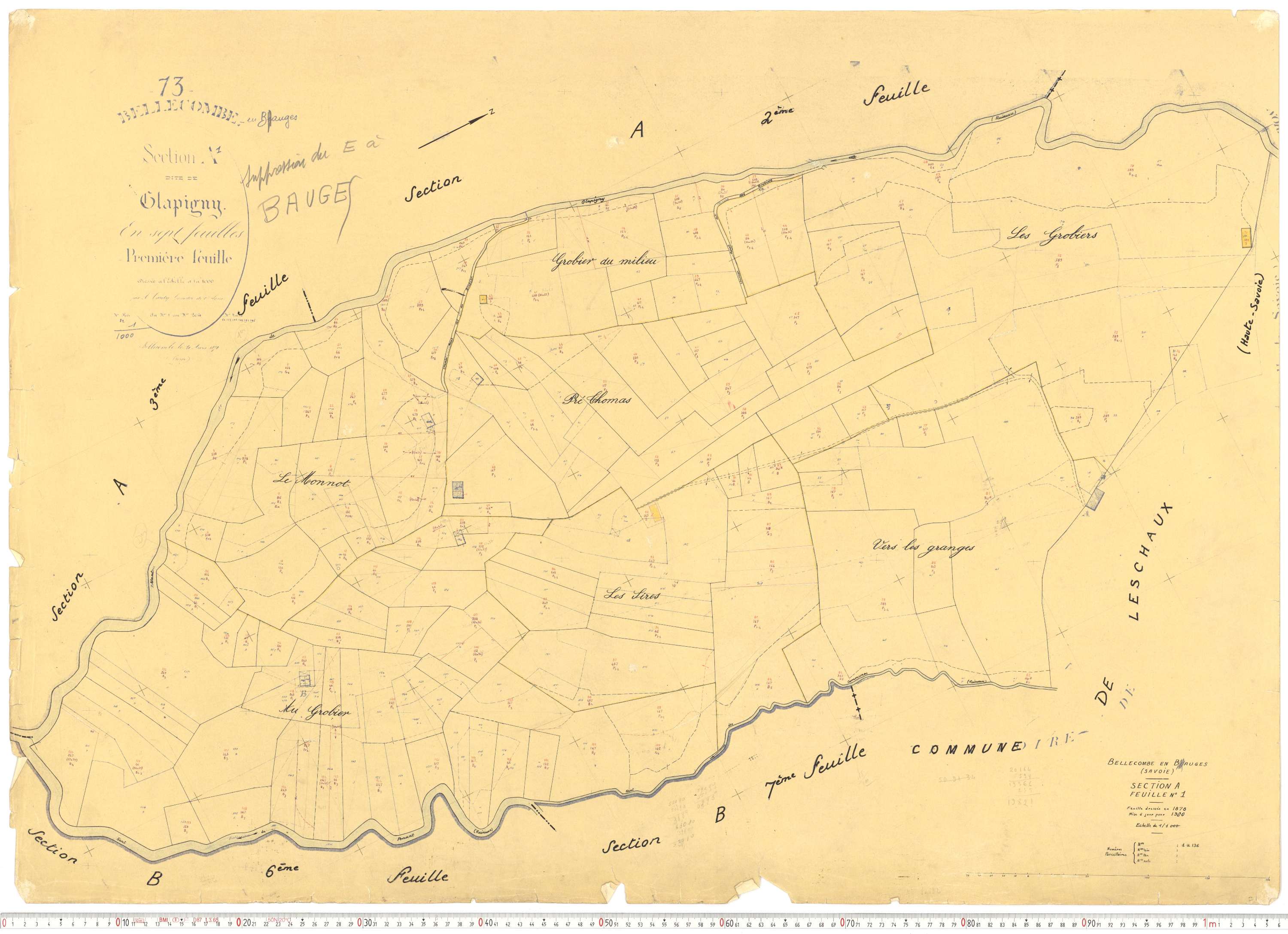 Bellecombe-en-Bauges - Cadastre rénové, version de travail (1960).