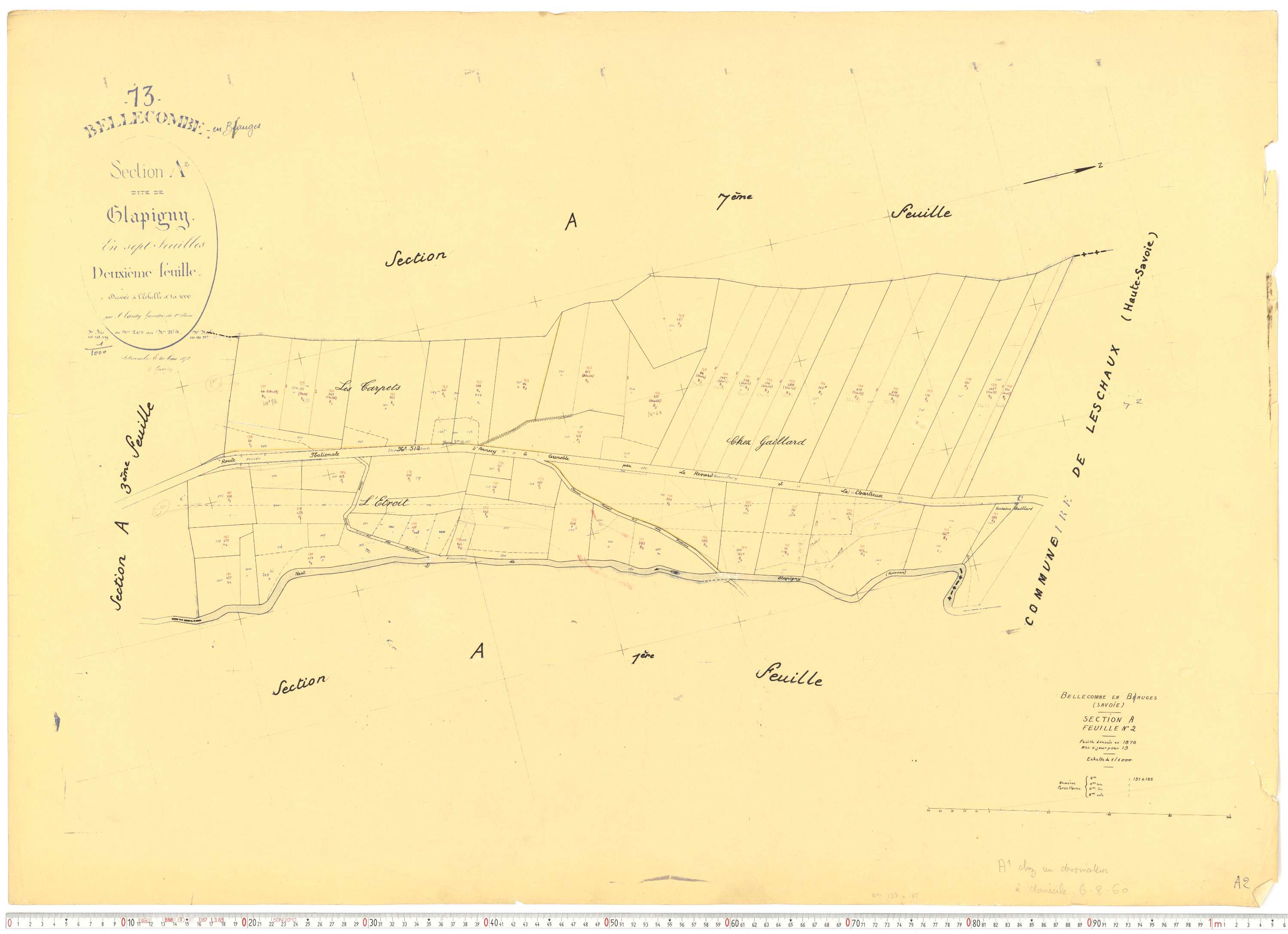 Bellecombe-en-Bauges - Cadastre rénové, version de travail (1960).