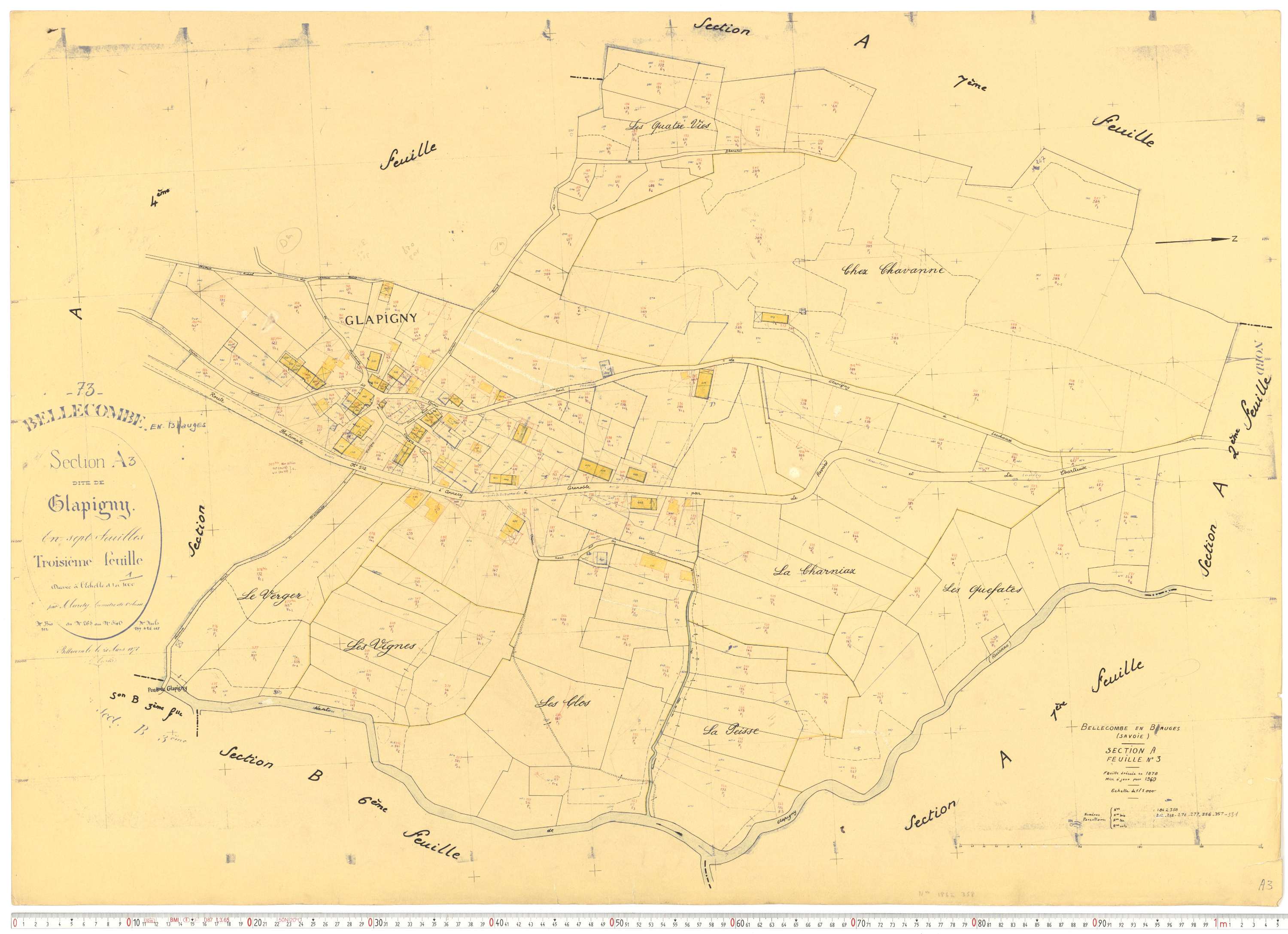 Bellecombe-en-Bauges - Cadastre rénové, version de travail (1960).