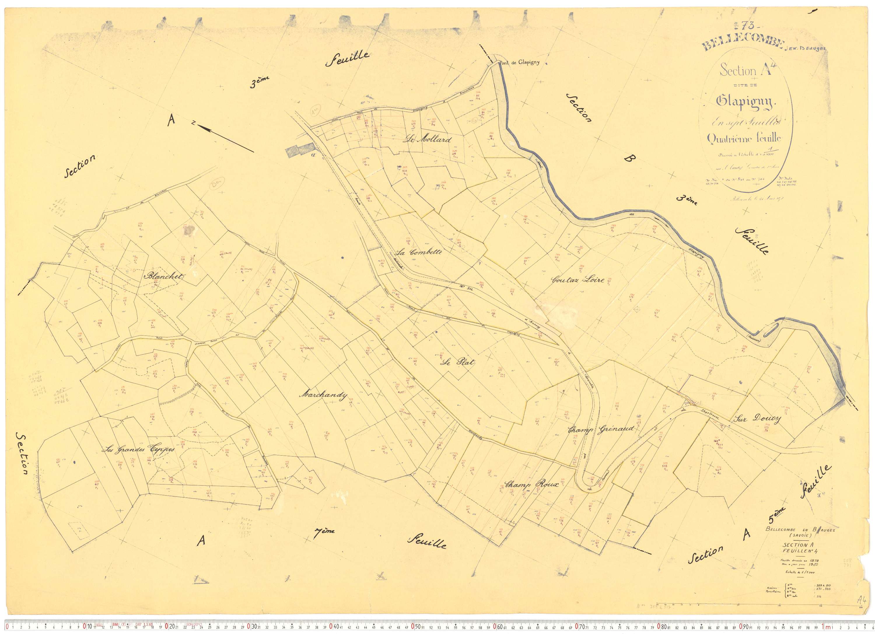 Bellecombe-en-Bauges - Cadastre rénové, version de travail (1960).