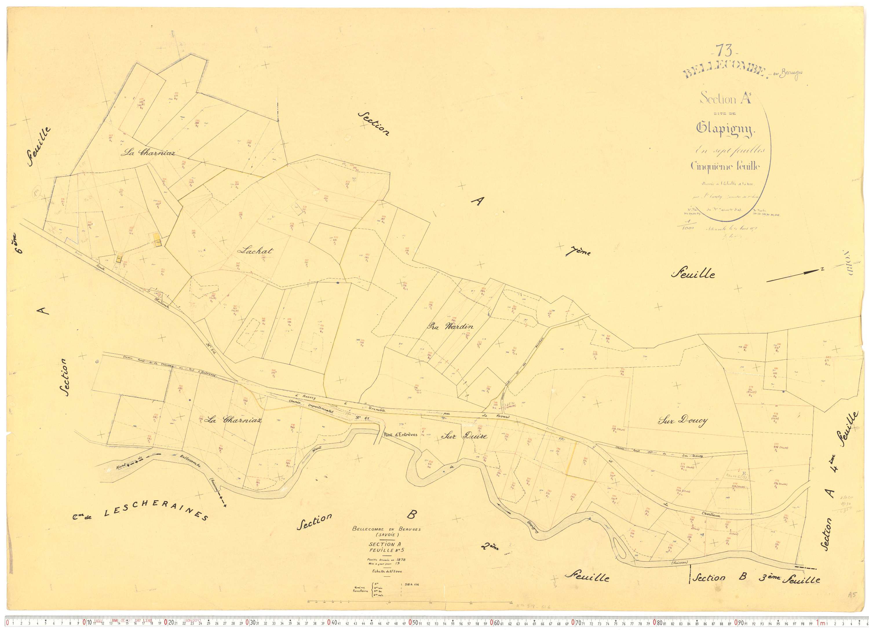 Bellecombe-en-Bauges - Cadastre rénové, version de travail (1960).
