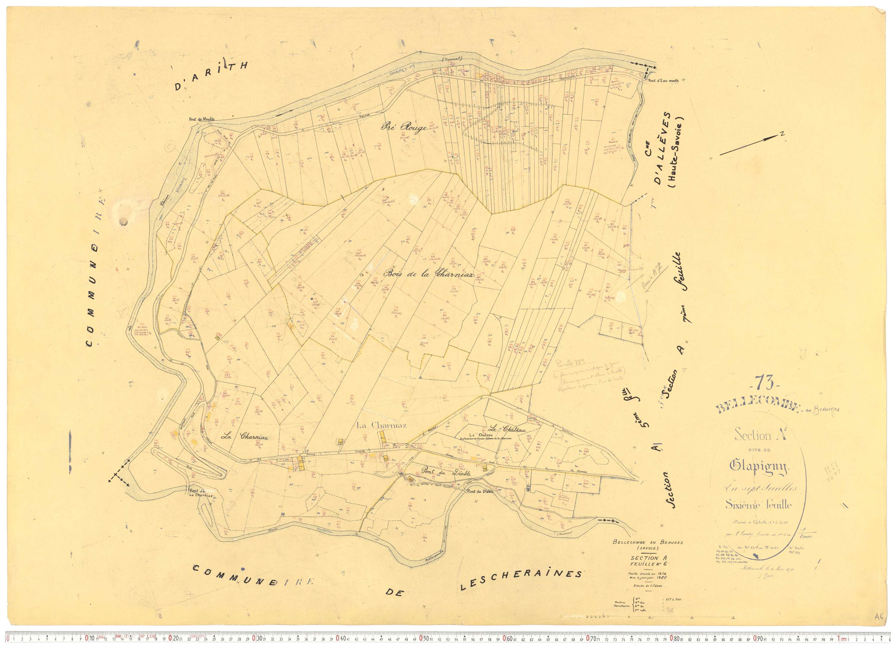 Bellecombe-en-Bauges - Cadastre rénové, version de travail (1960).