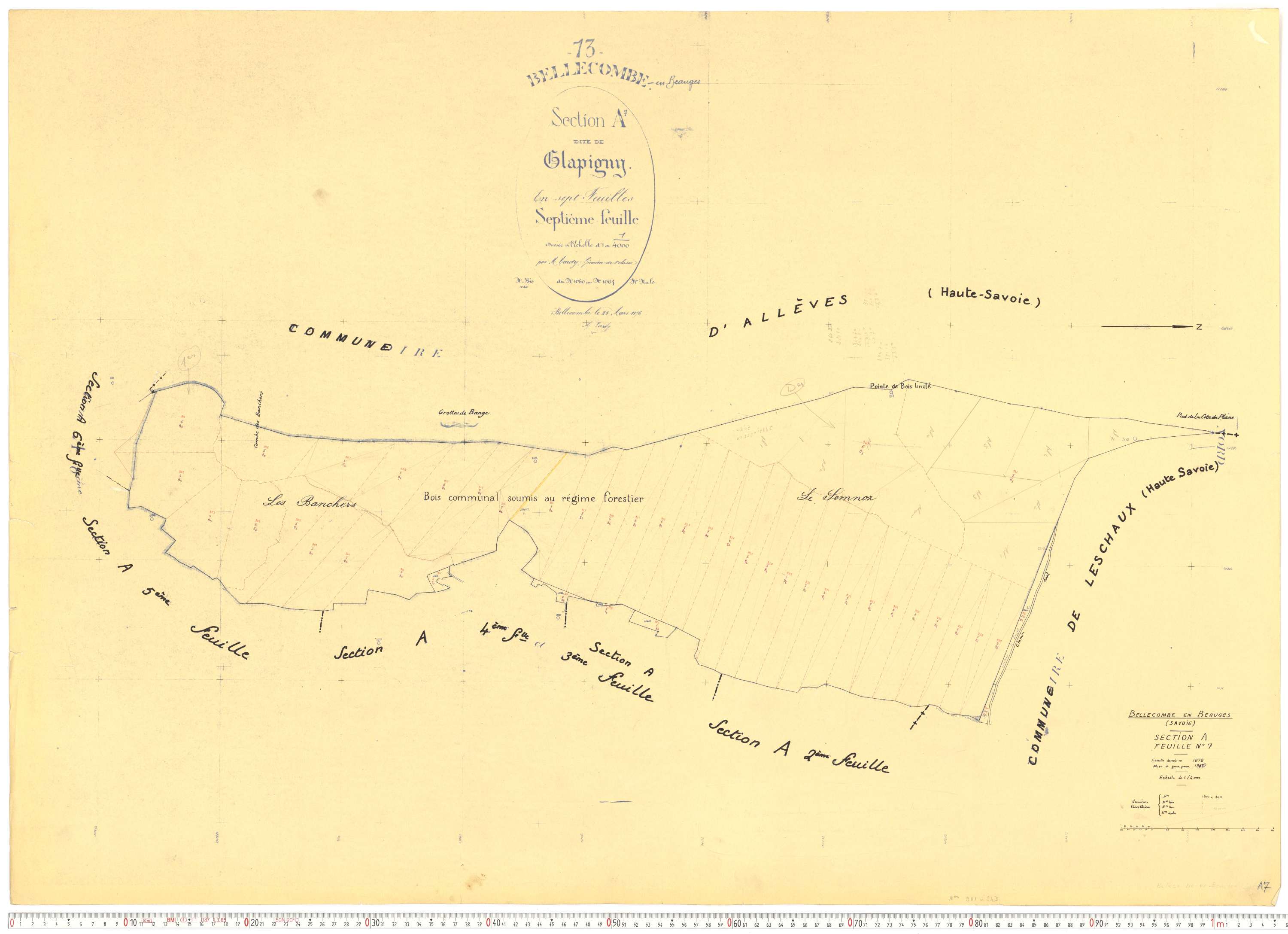Bellecombe-en-Bauges - Cadastre rénové, version de travail (1960).