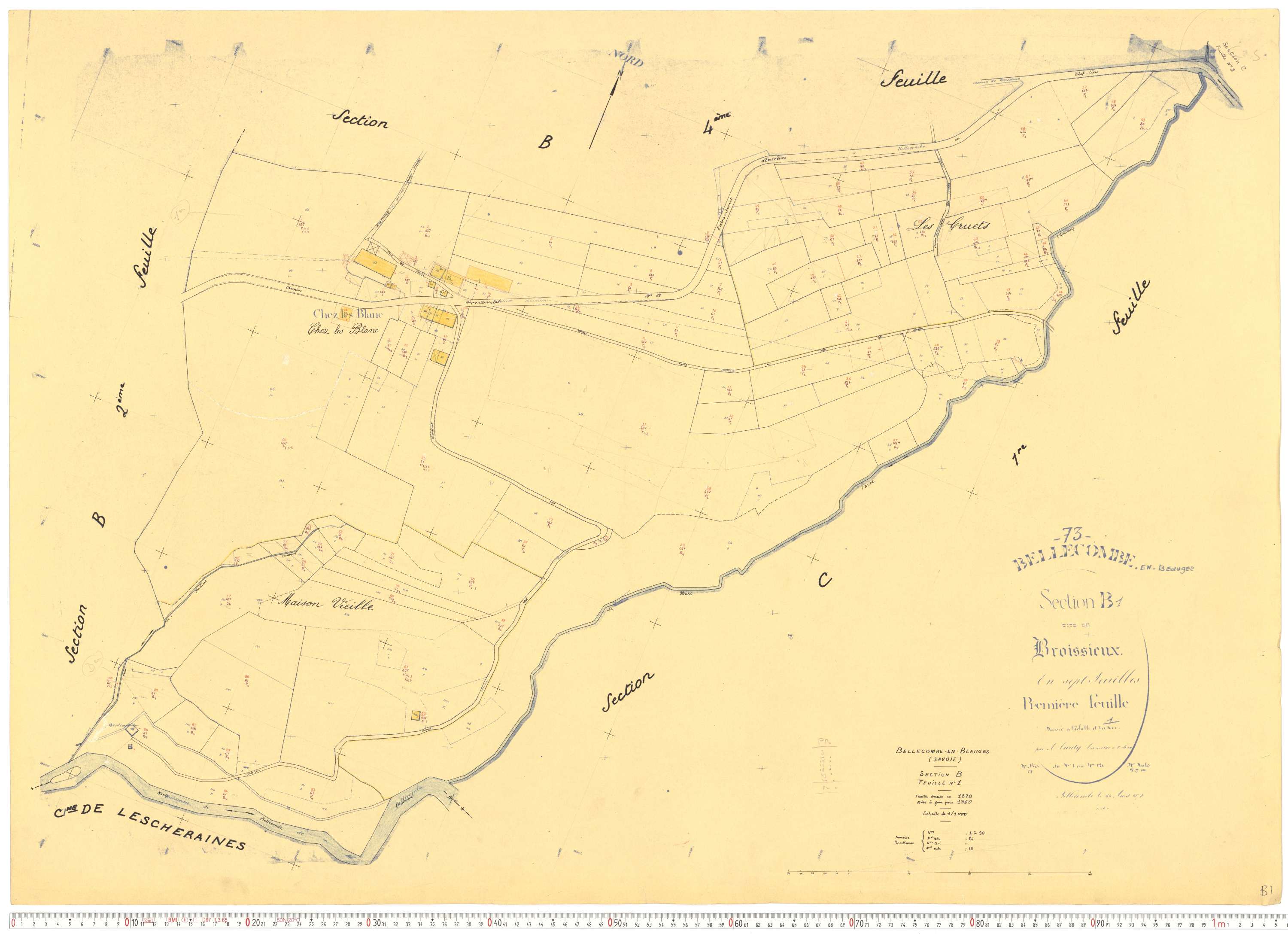 Bellecombe-en-Bauges - Cadastre rénové, version de travail (1960).