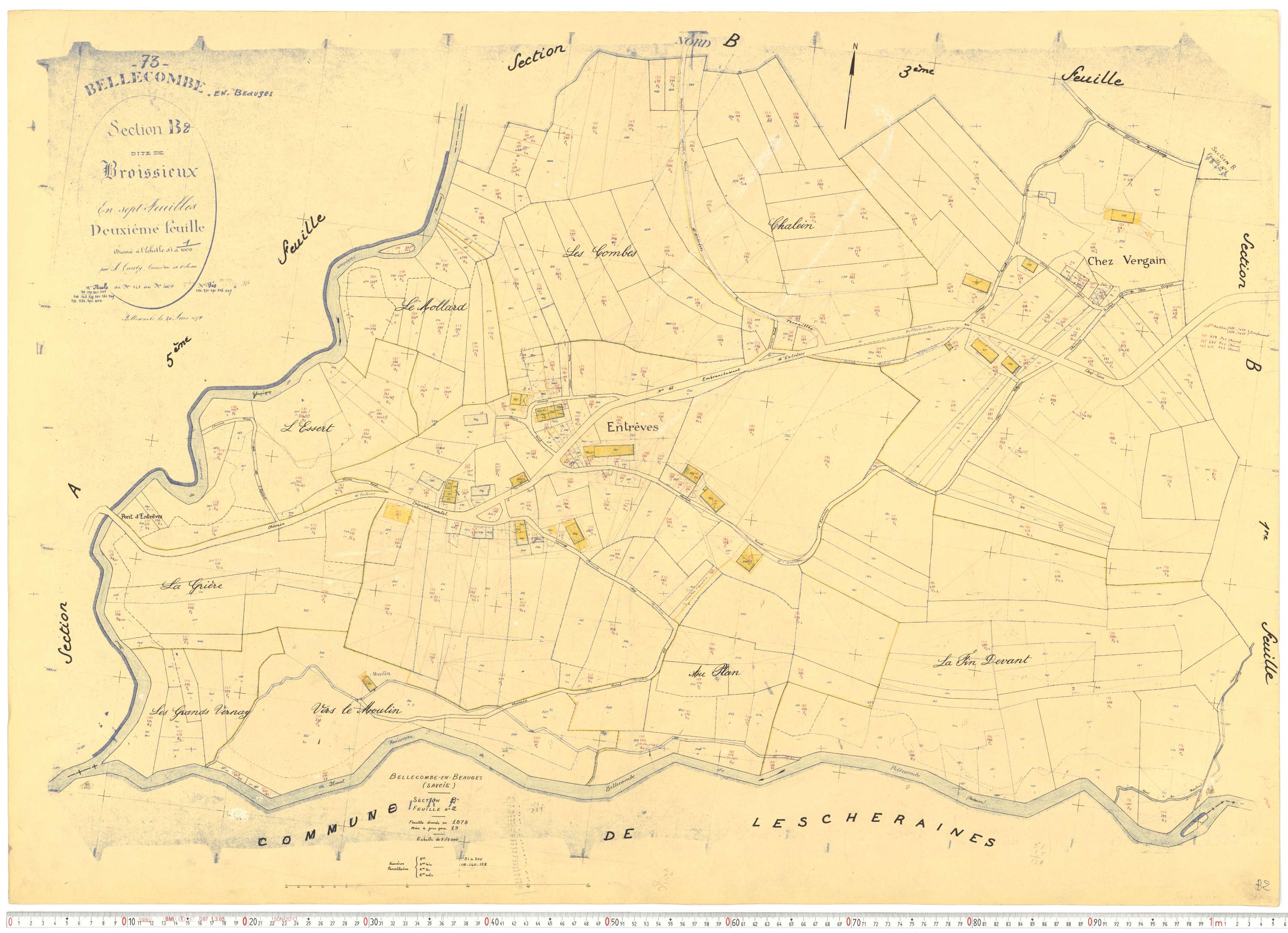 Bellecombe-en-Bauges - Cadastre rénové, version de travail (1960).