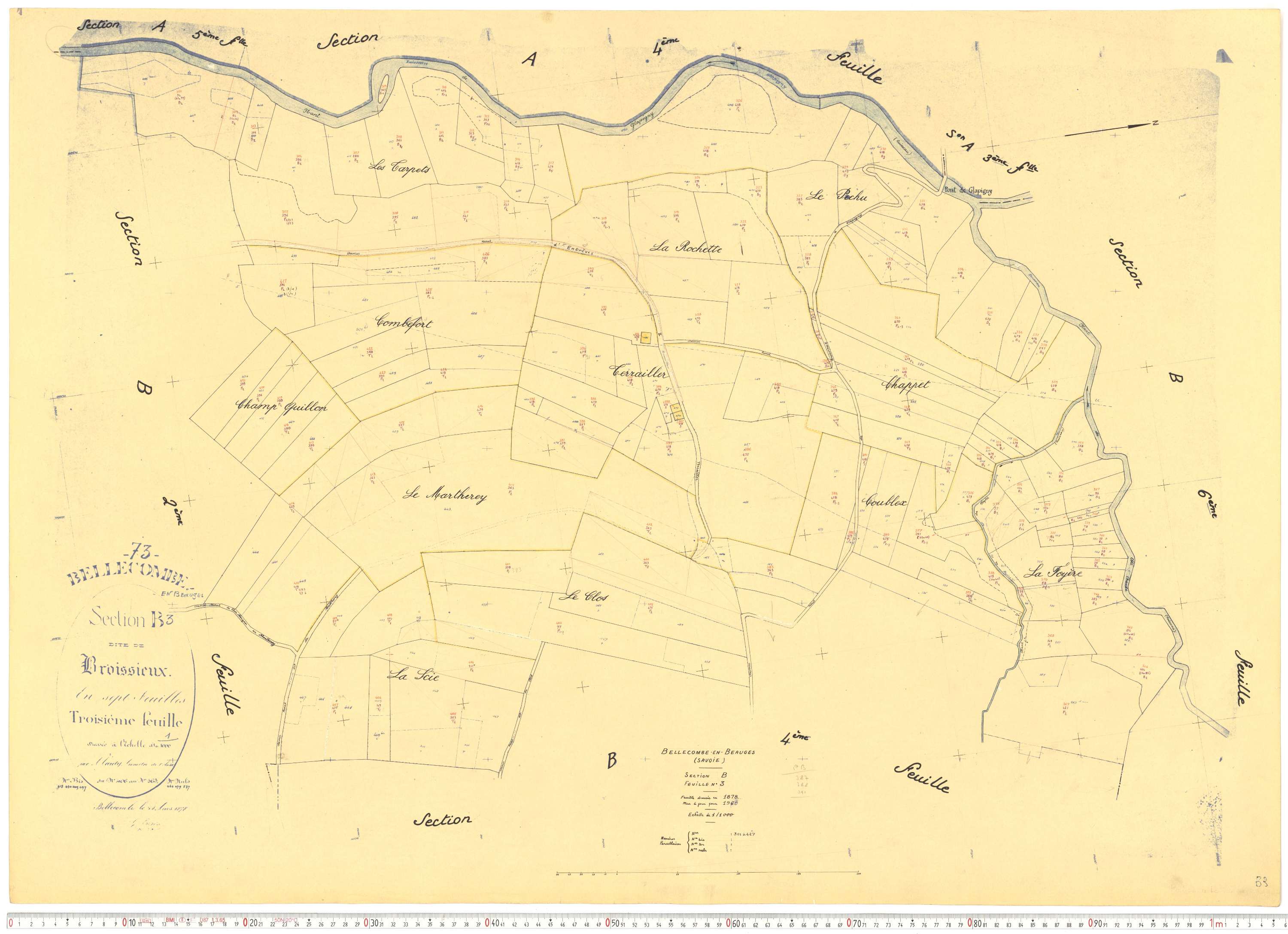 Bellecombe-en-Bauges - Cadastre rénové, version de travail (1960).