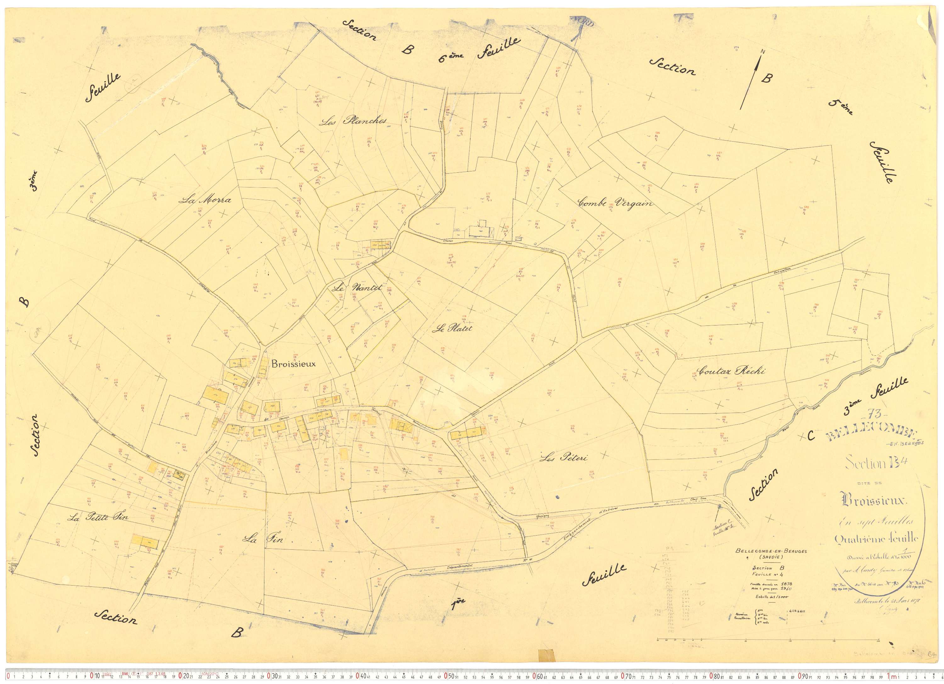 Bellecombe-en-Bauges - Cadastre rénové, version de travail (1960).