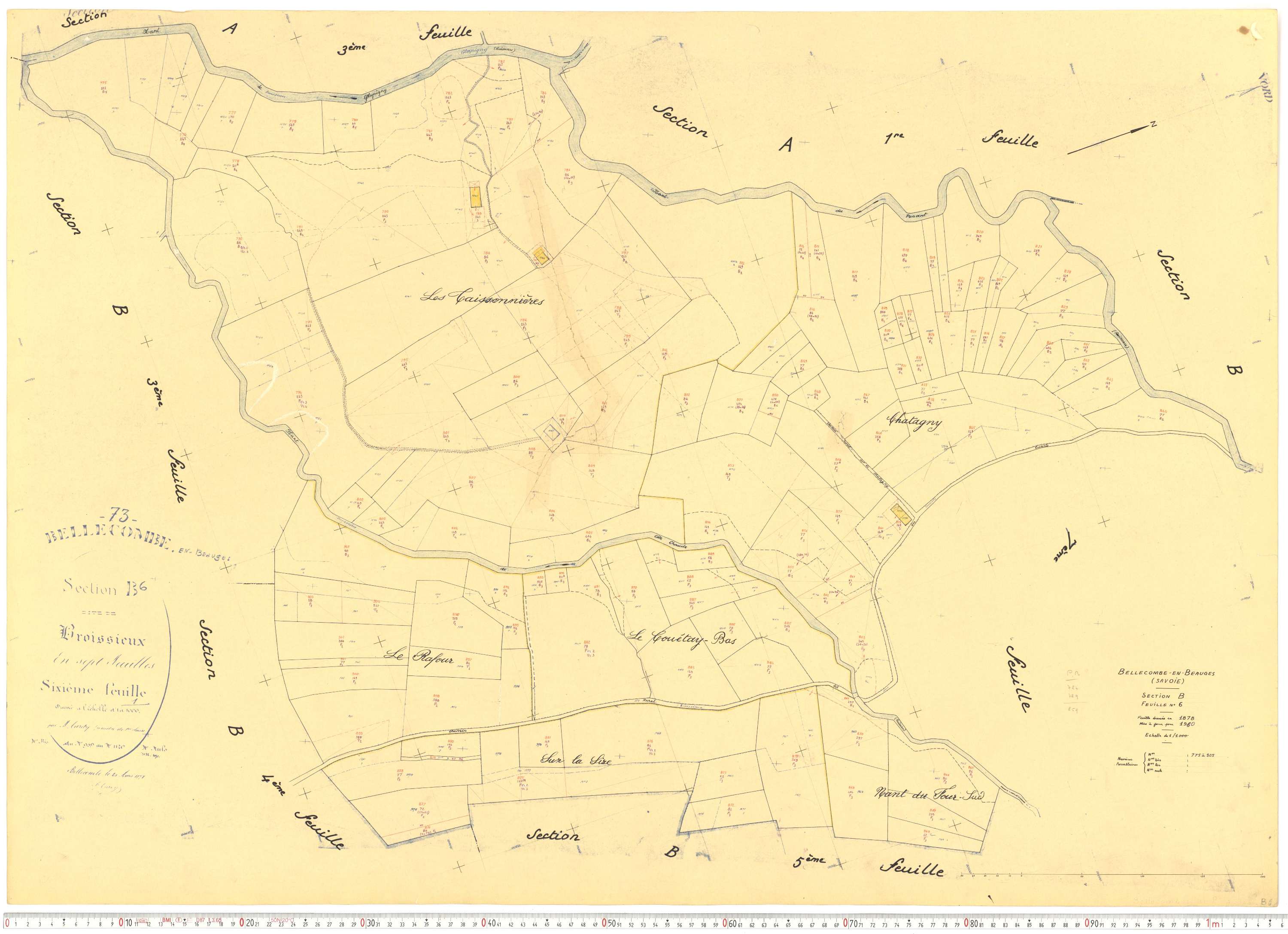 Bellecombe-en-Bauges - Cadastre rénové, version de travail (1960).