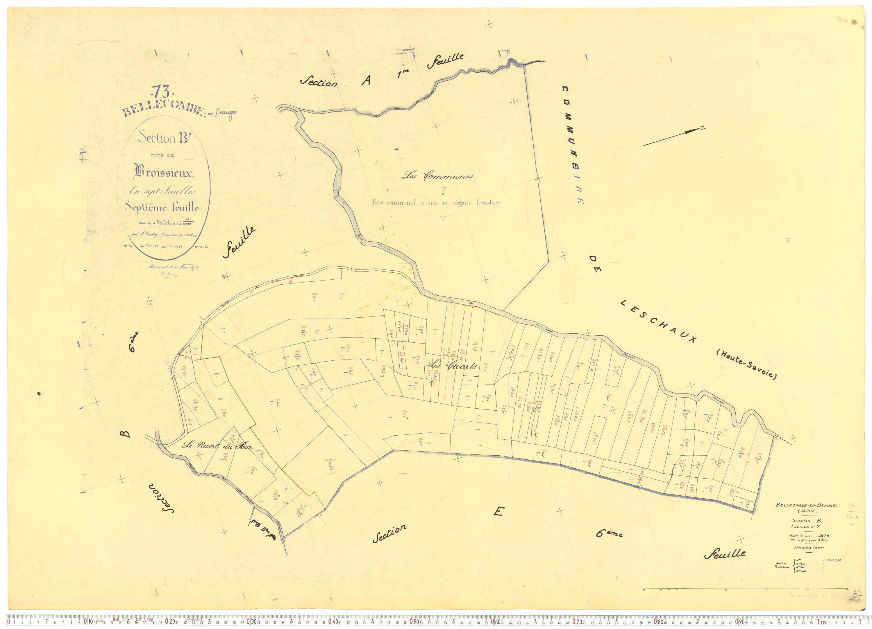 Bellecombe-en-Bauges - Cadastre rénové, version de travail (1960).