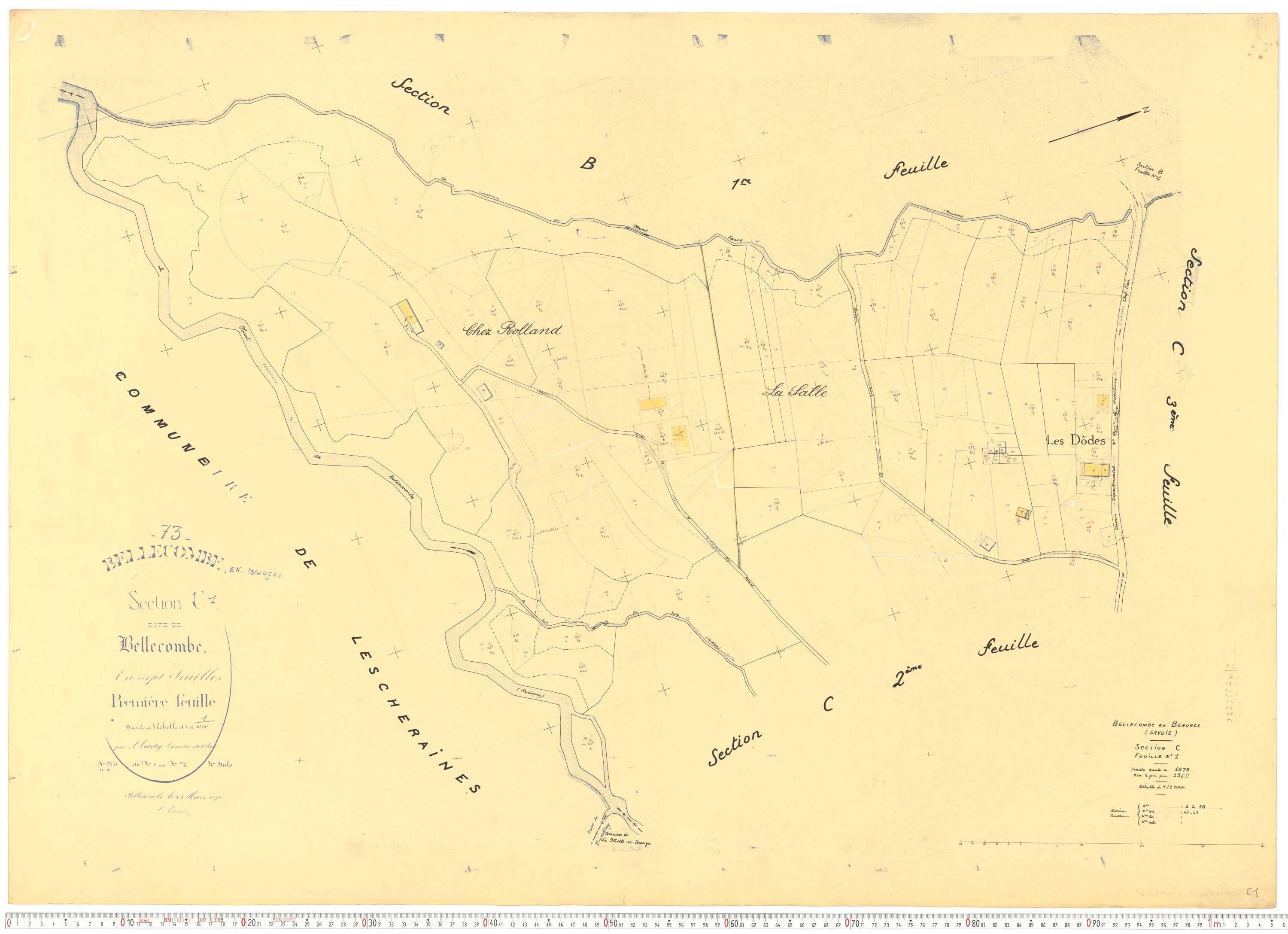 Bellecombe-en-Bauges - Cadastre rénové, version de travail (1960).
