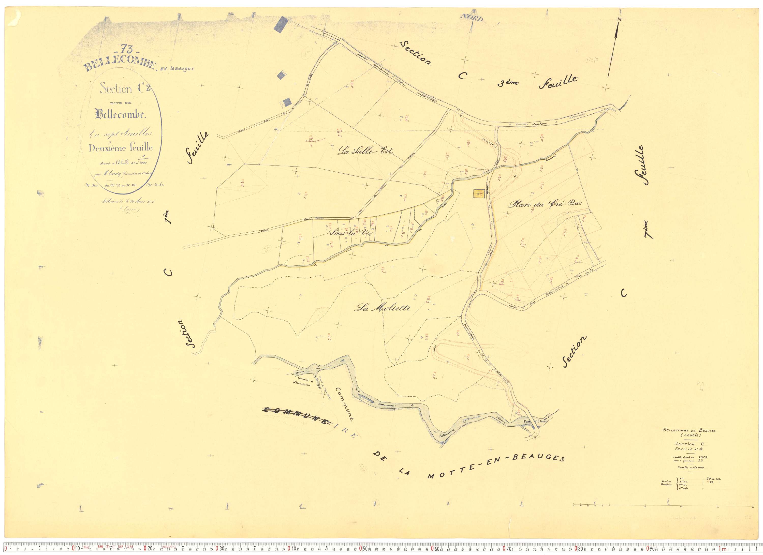 Bellecombe-en-Bauges - Cadastre rénové, version de travail (1960).