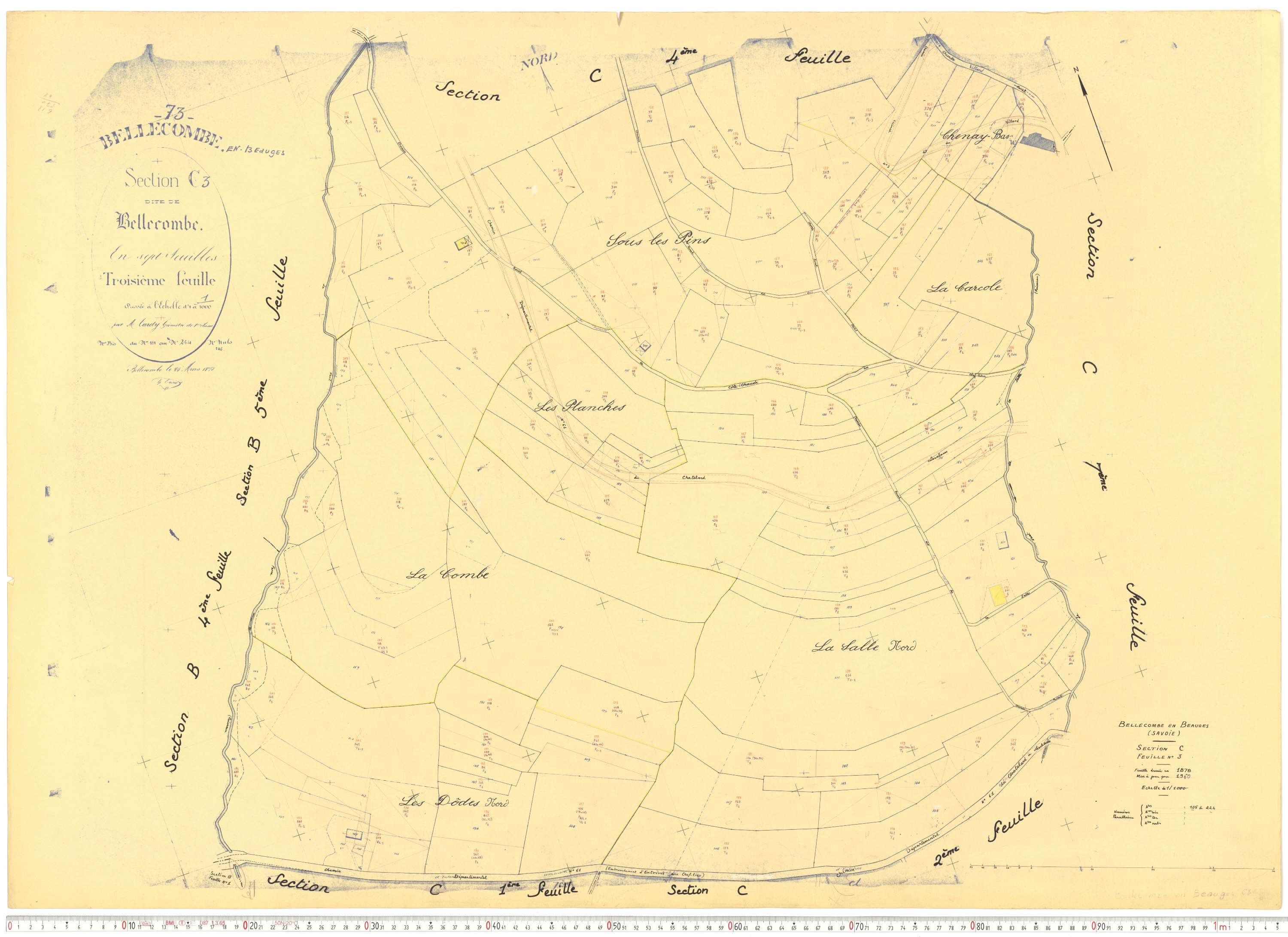 Bellecombe-en-Bauges - Cadastre rénové, version de travail (1960).