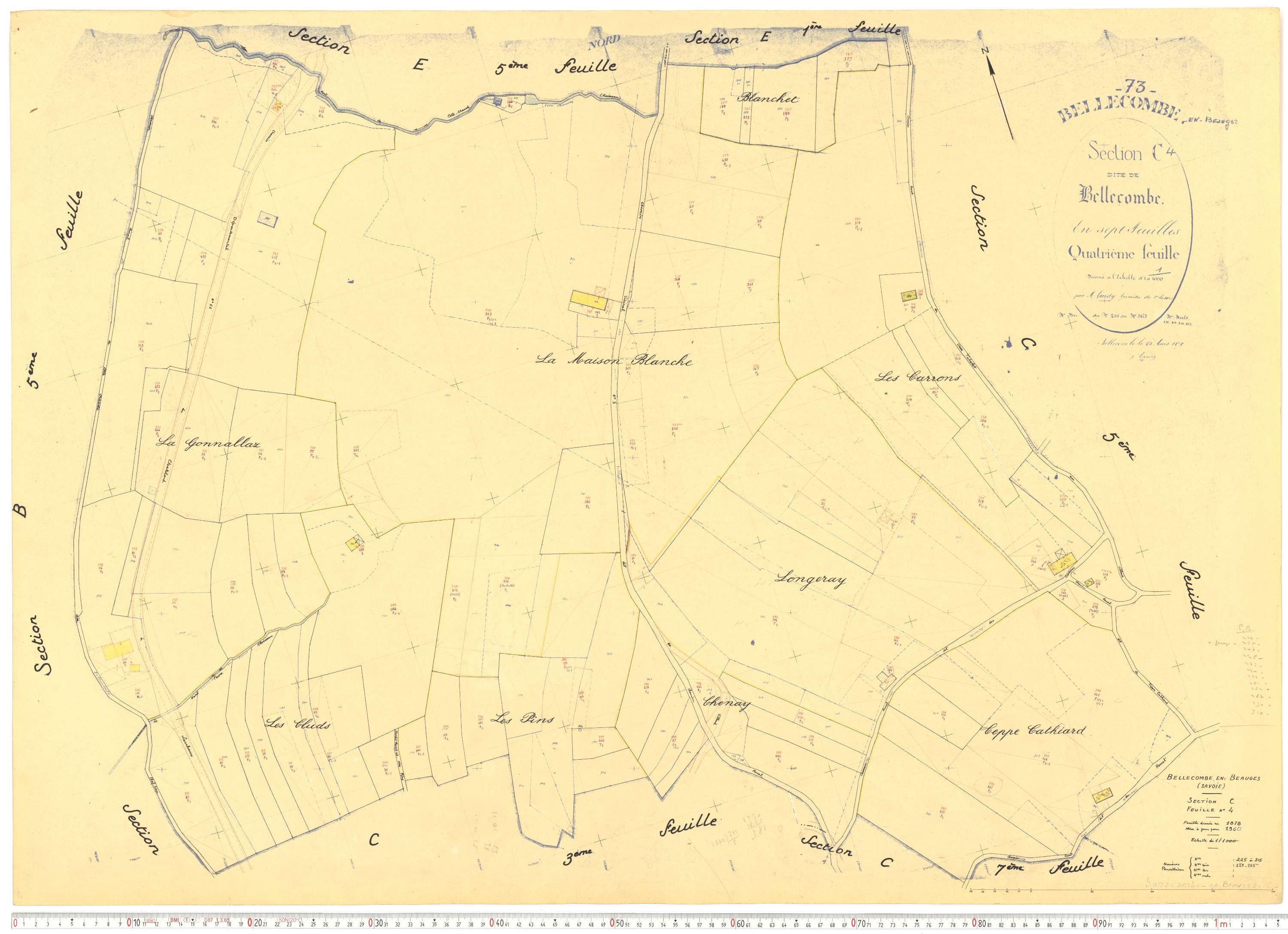 Bellecombe-en-Bauges - Cadastre rénové, version de travail (1960).