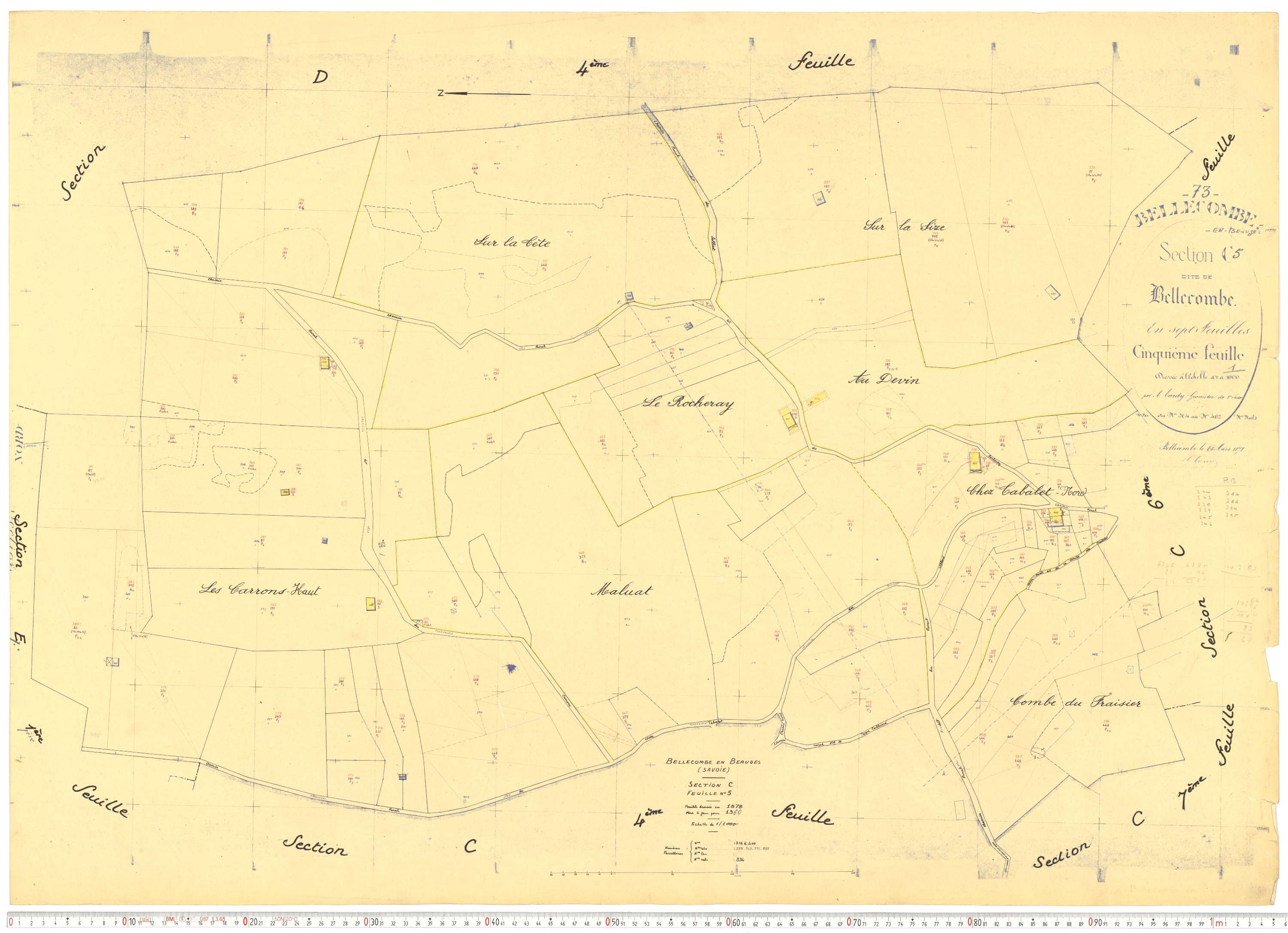 Bellecombe-en-Bauges - Cadastre rénové, version de travail (1960).