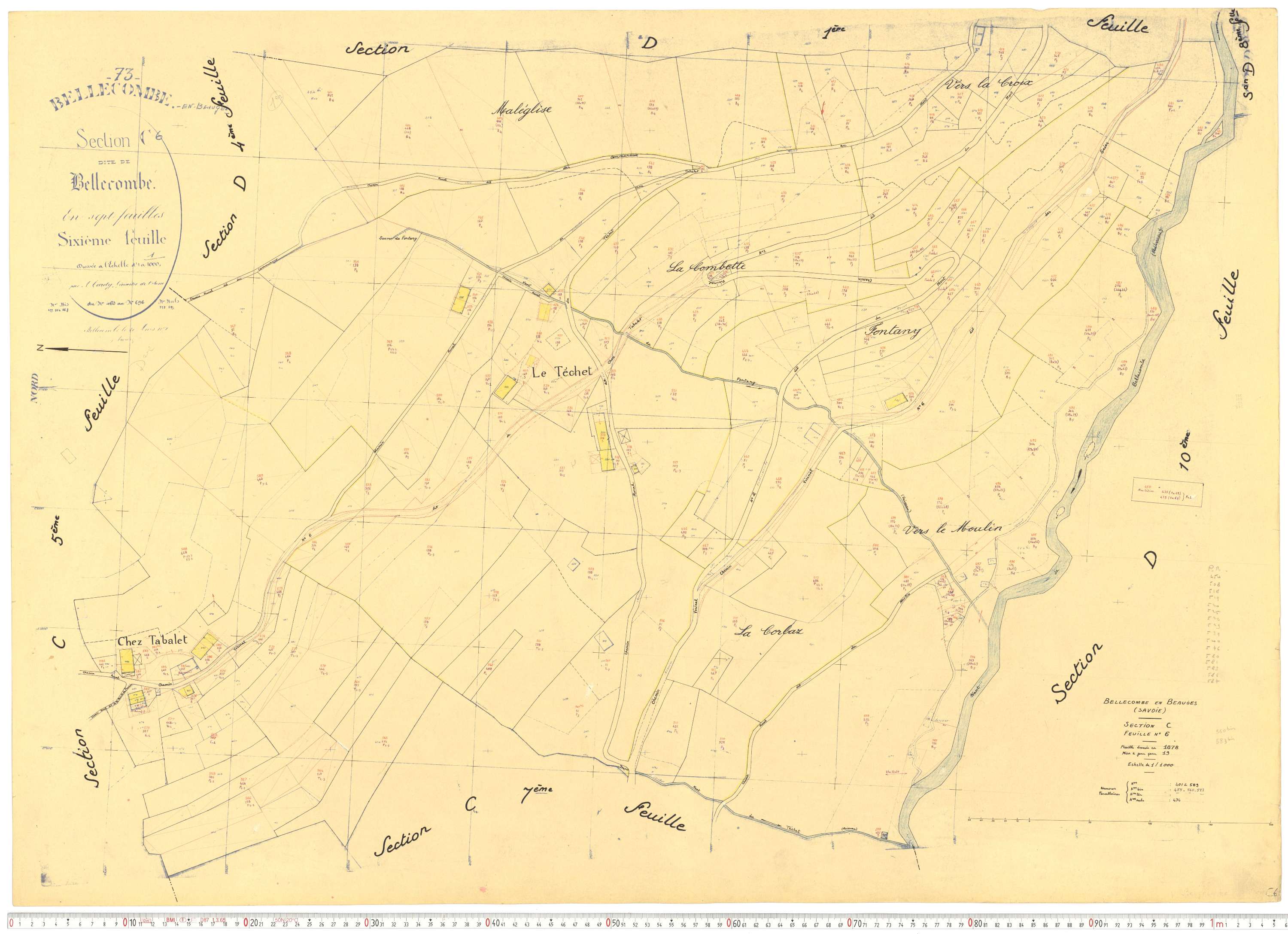 Bellecombe-en-Bauges - Cadastre rénové, version de travail (1960).