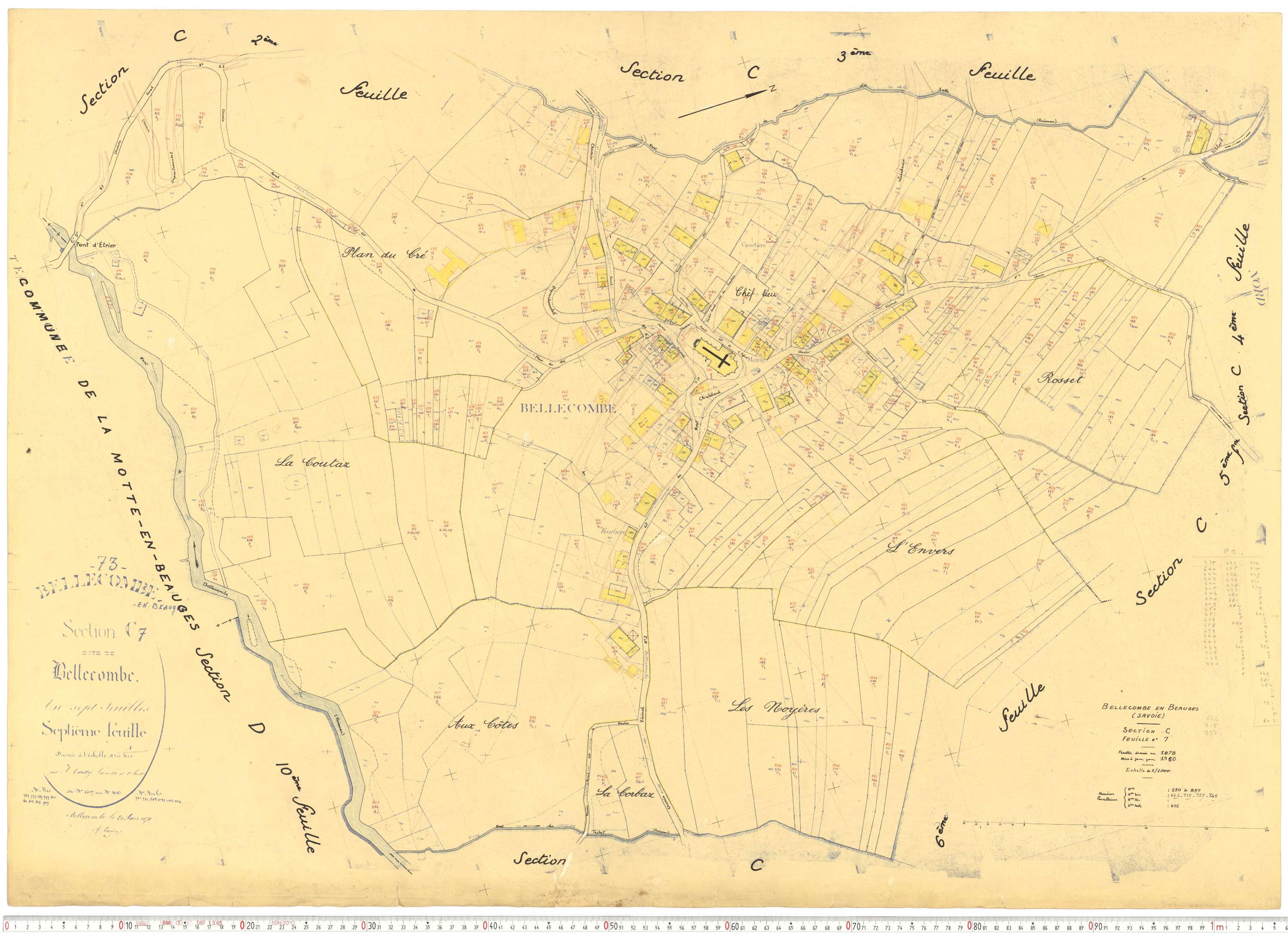 Bellecombe-en-Bauges - Cadastre rénové, version de travail (1960).