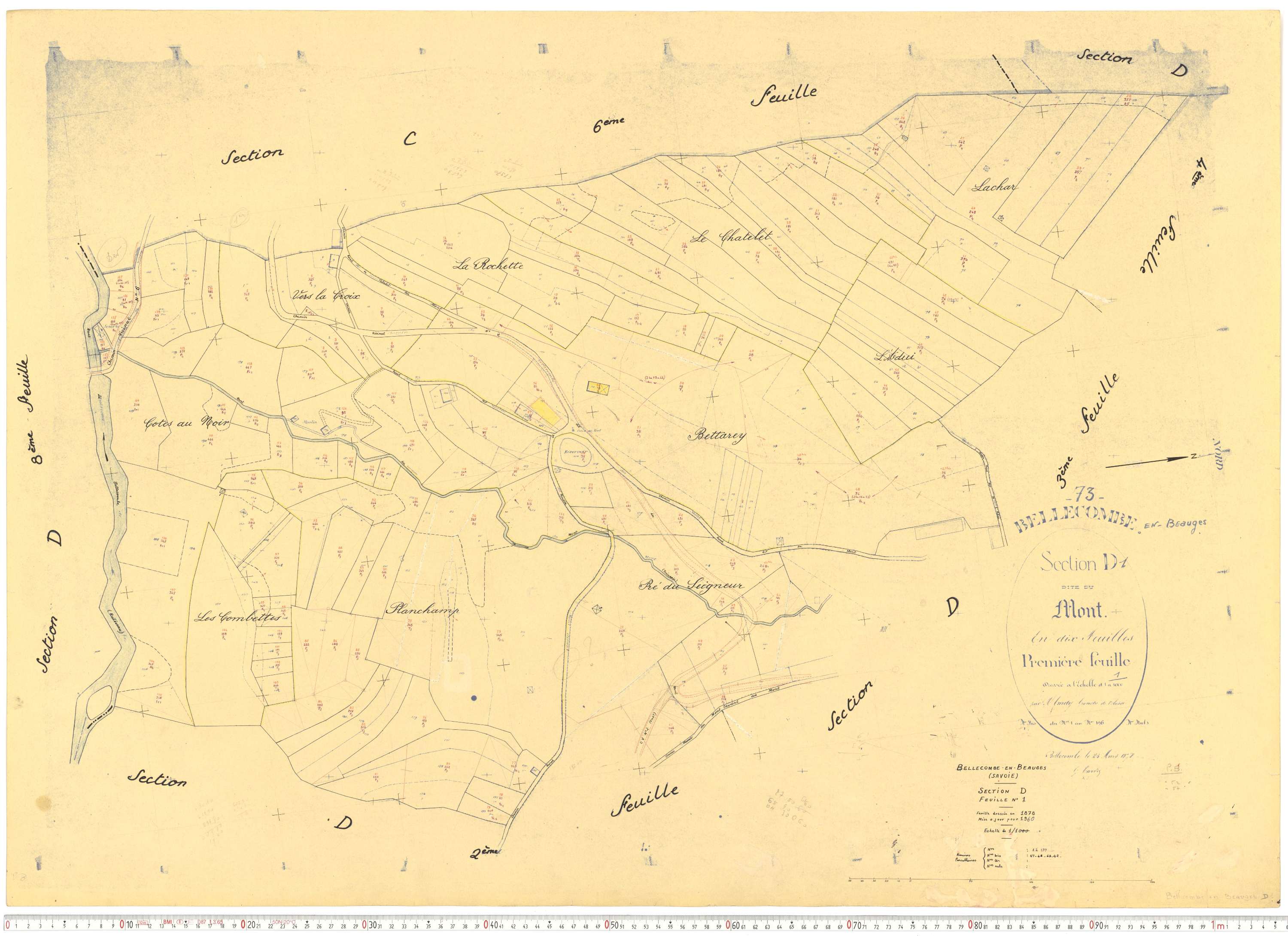 Bellecombe-en-Bauges - Cadastre rénové, version de travail (1960).