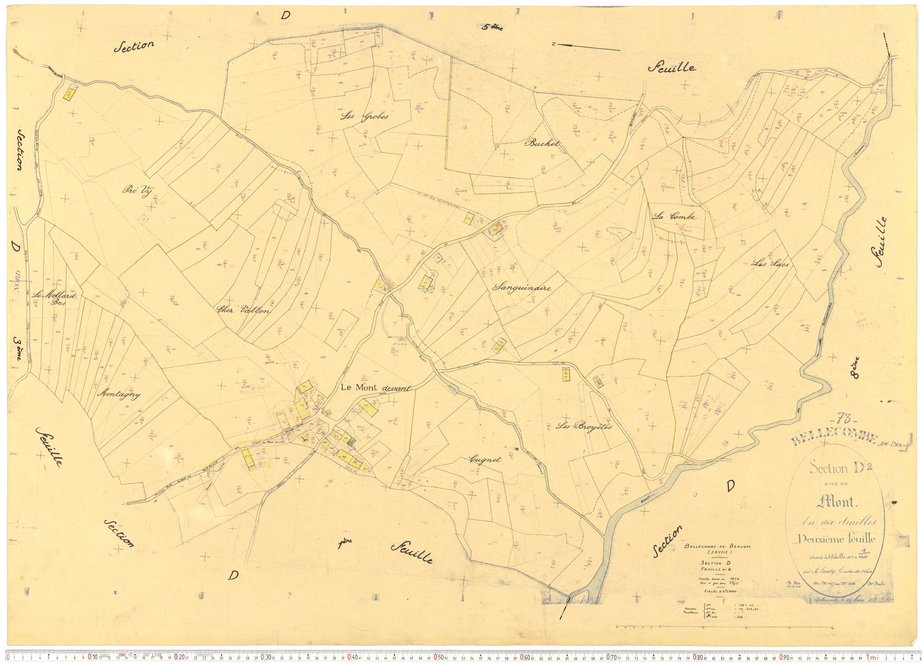 Bellecombe-en-Bauges - Cadastre rénové, version de travail (1960).