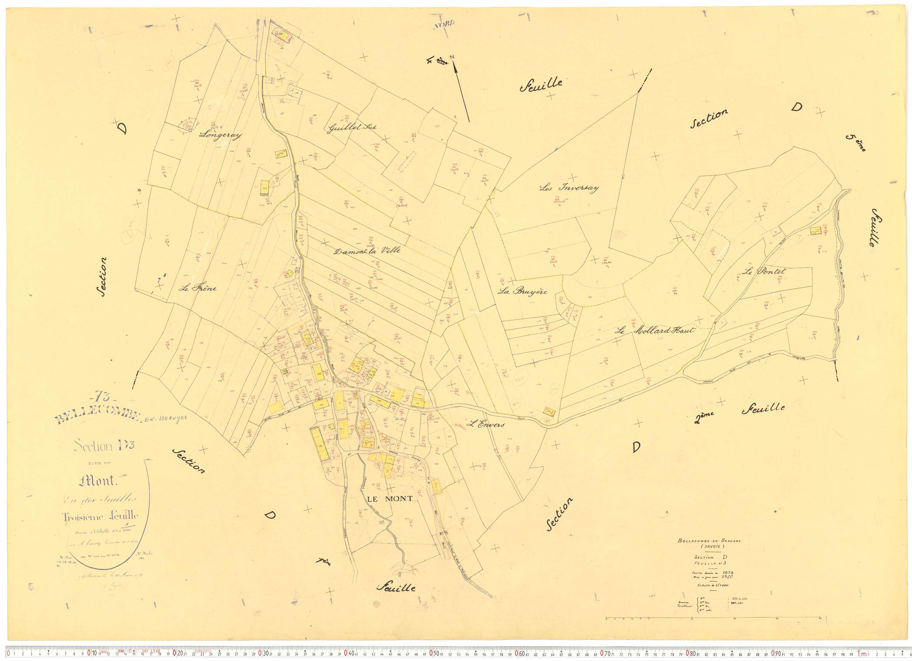Bellecombe-en-Bauges - Cadastre rénové, version de travail (1960).