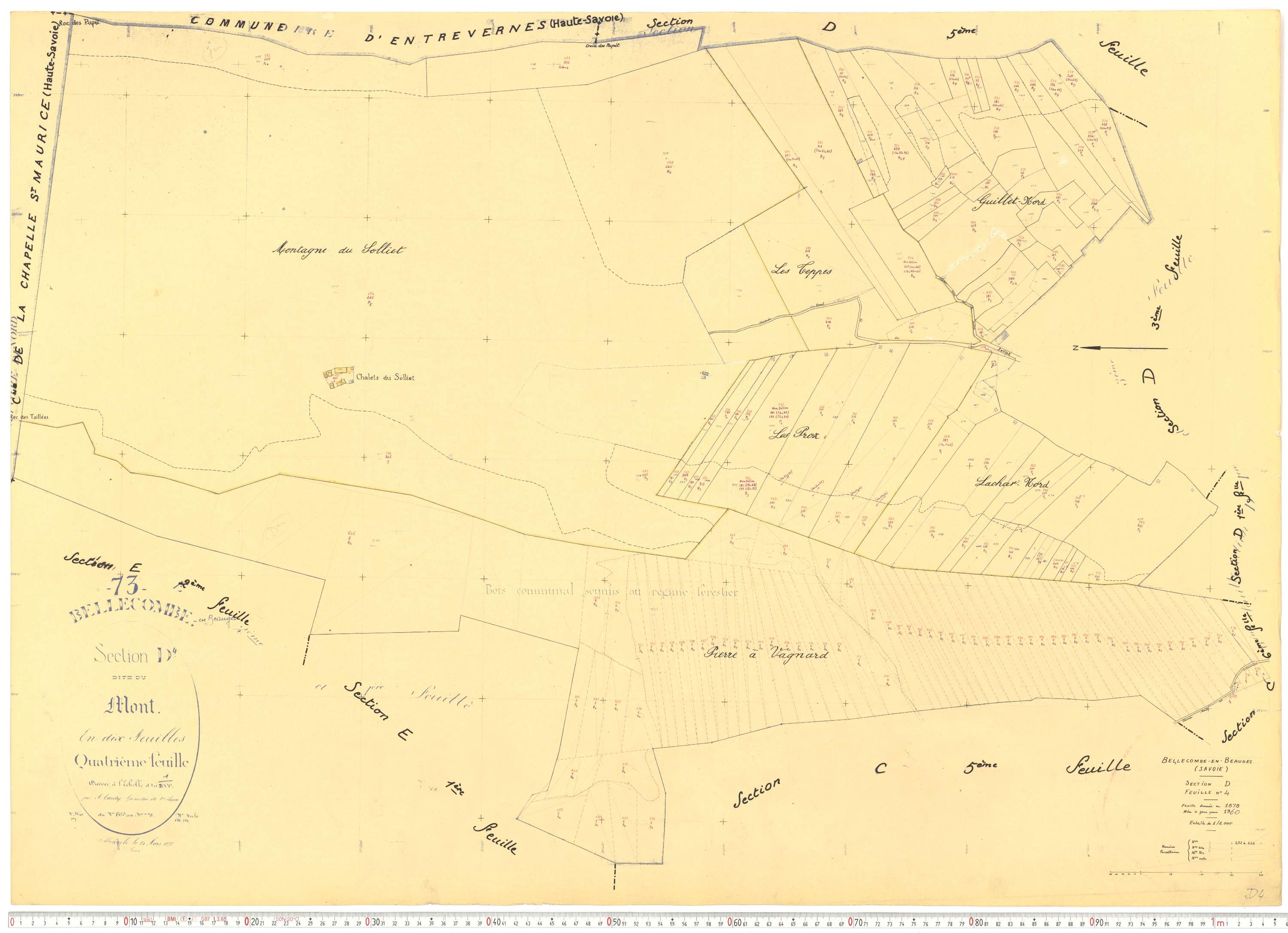 Bellecombe-en-Bauges - Cadastre rénové, version de travail (1960).