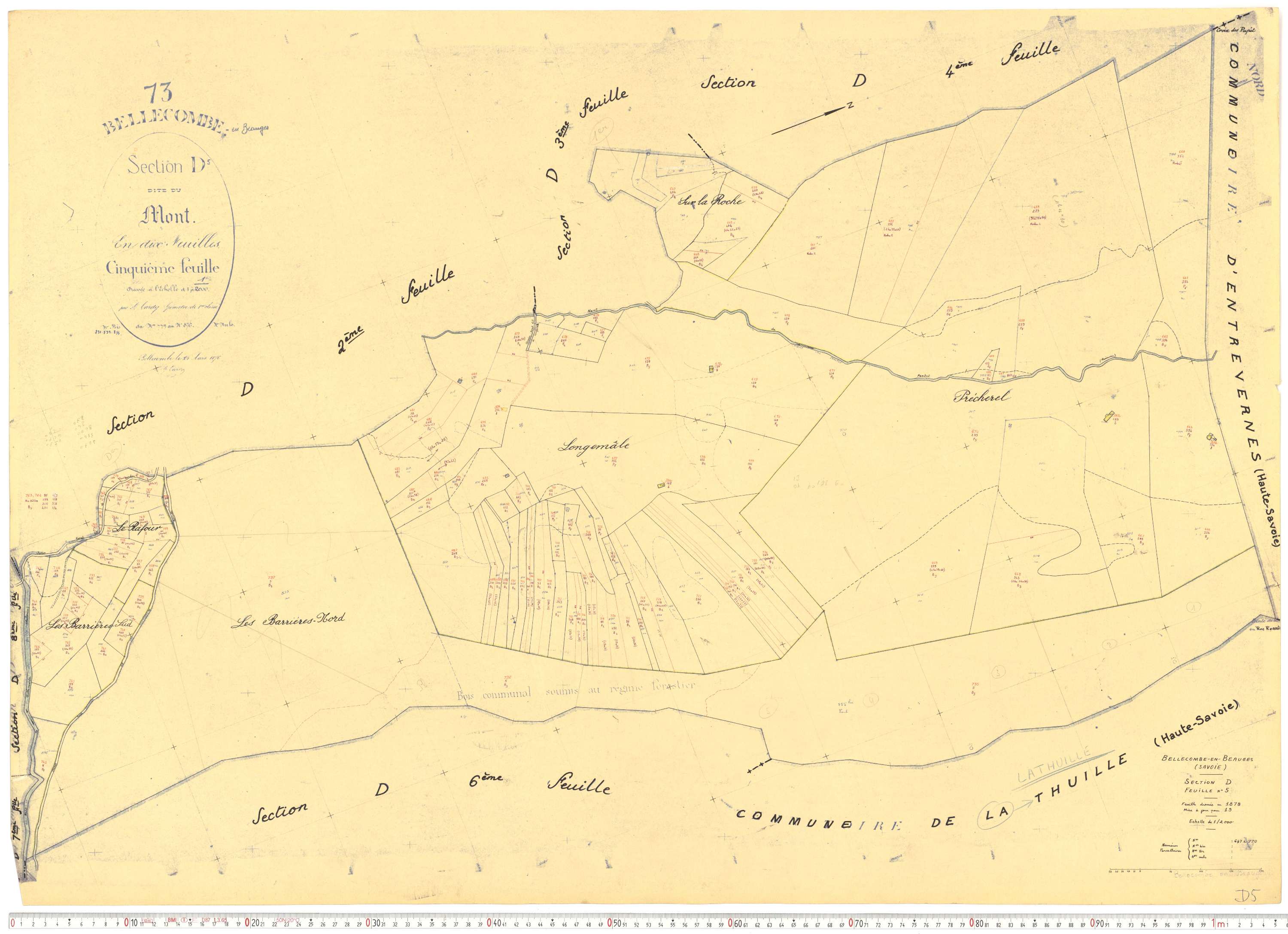 Bellecombe-en-Bauges - Cadastre rénové, version de travail (1960).