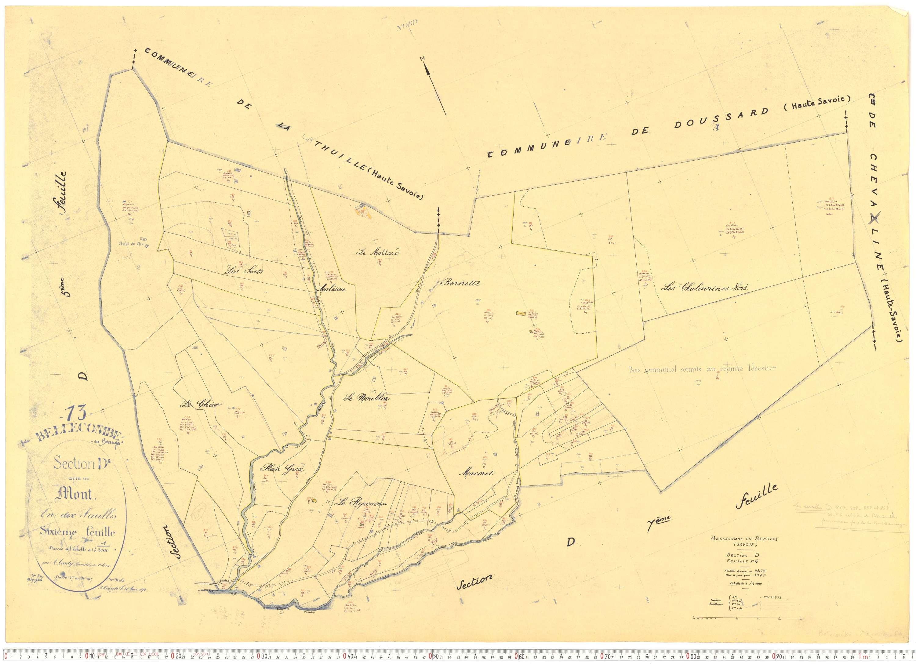 Bellecombe-en-Bauges - Cadastre rénové, version de travail (1960).