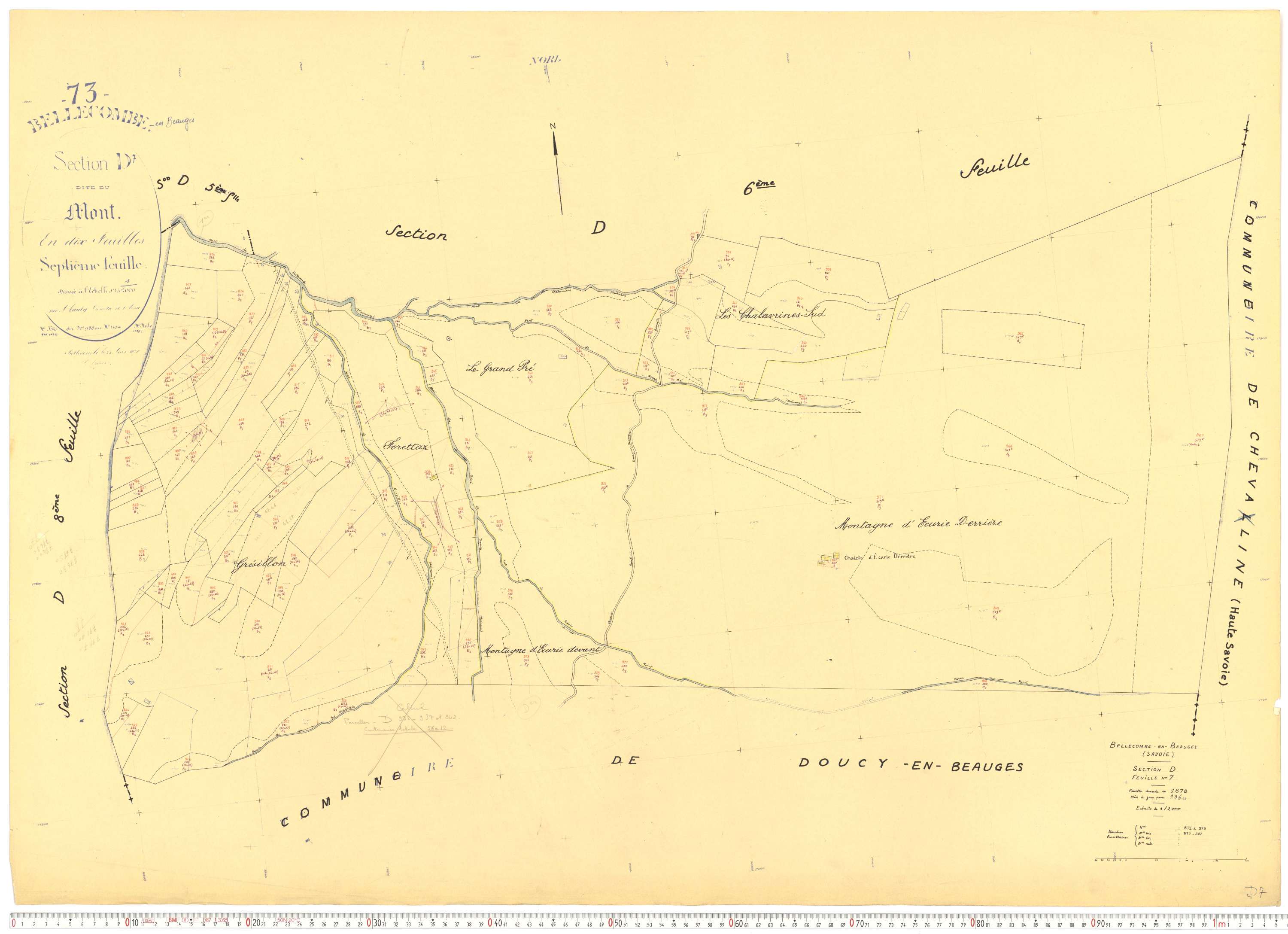 Bellecombe-en-Bauges - Cadastre rénové, version de travail (1960).