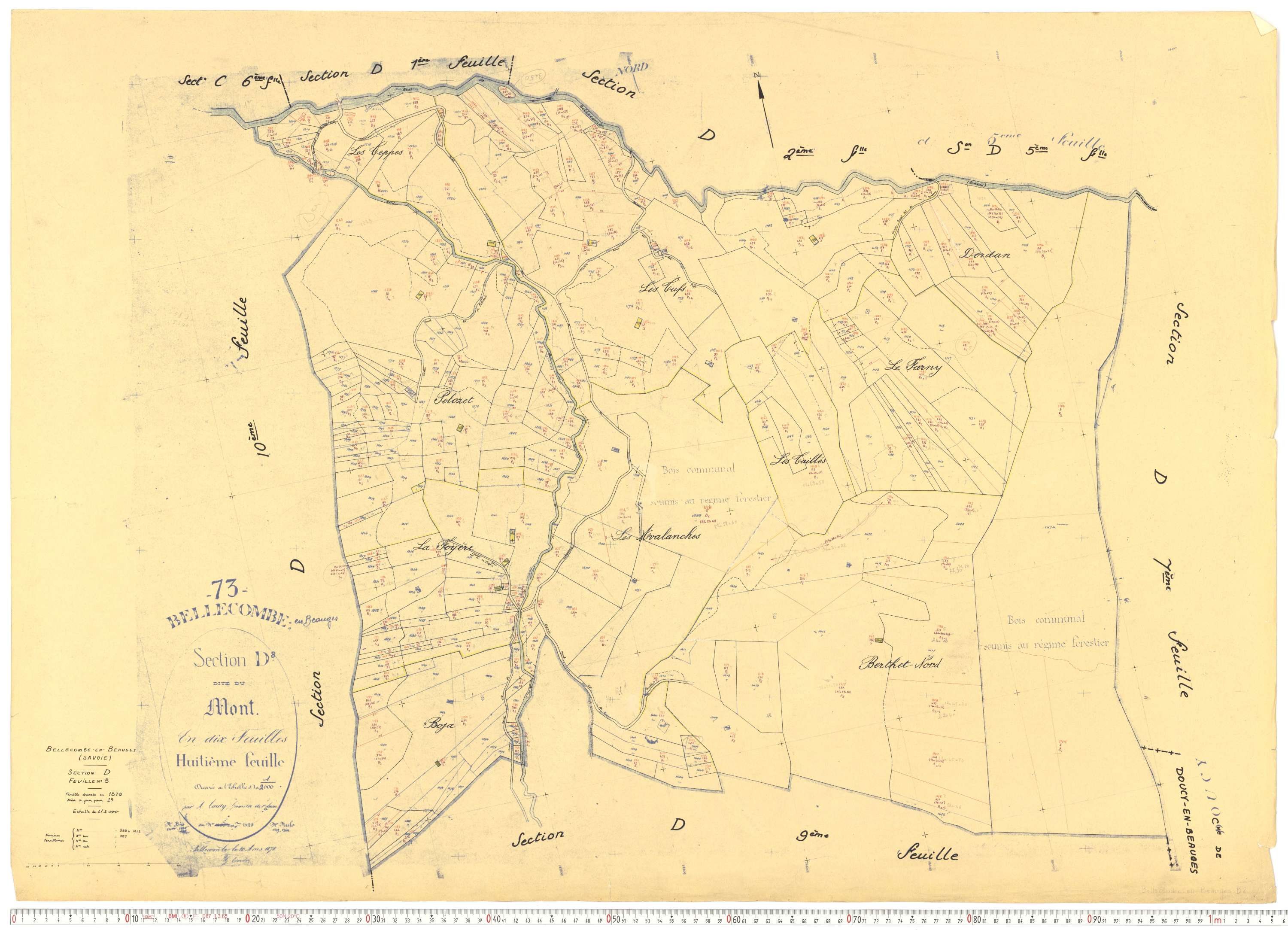 Bellecombe-en-Bauges - Cadastre rénové, version de travail (1960).