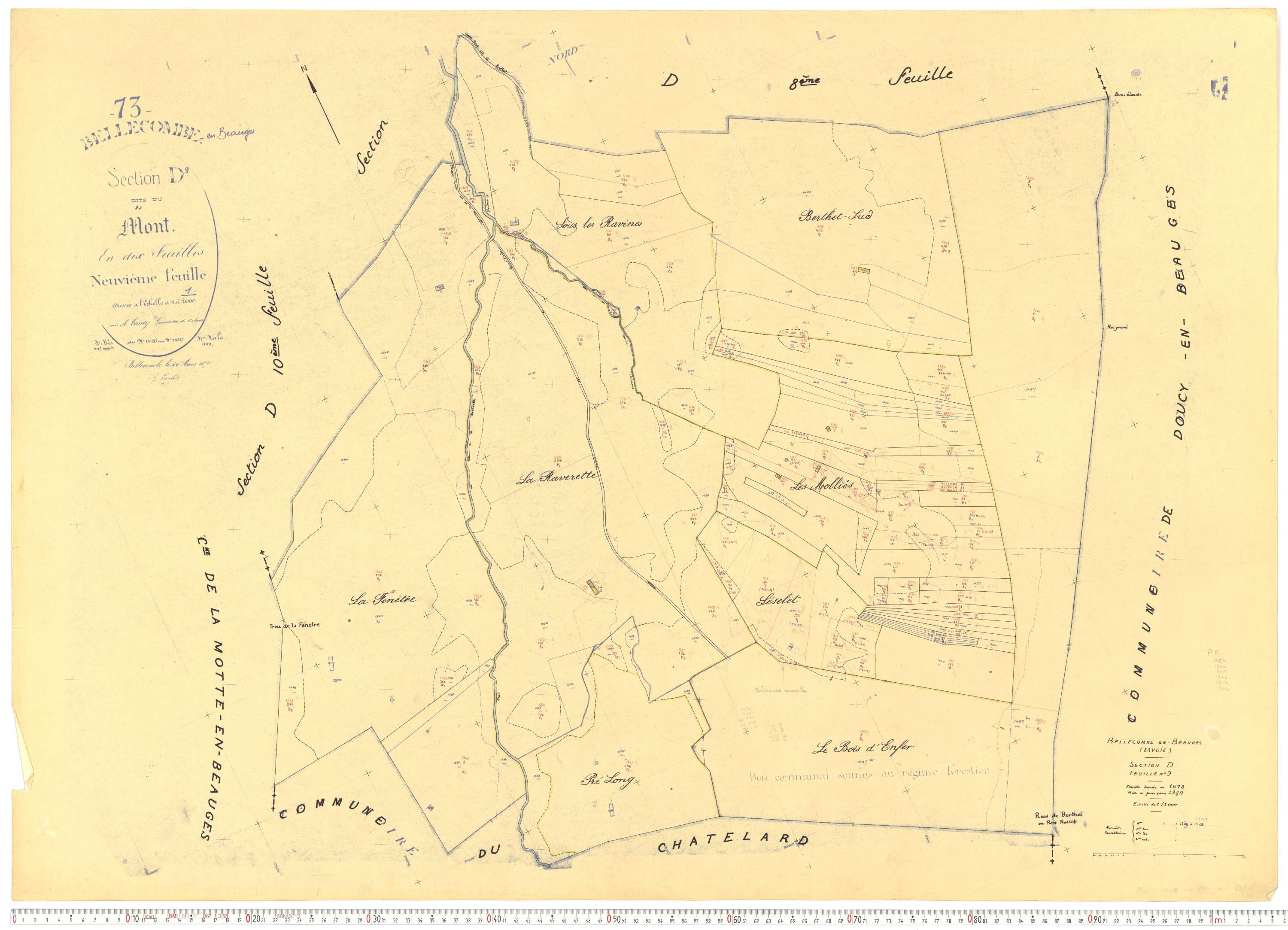 Bellecombe-en-Bauges - Cadastre rénové, version de travail (1960).