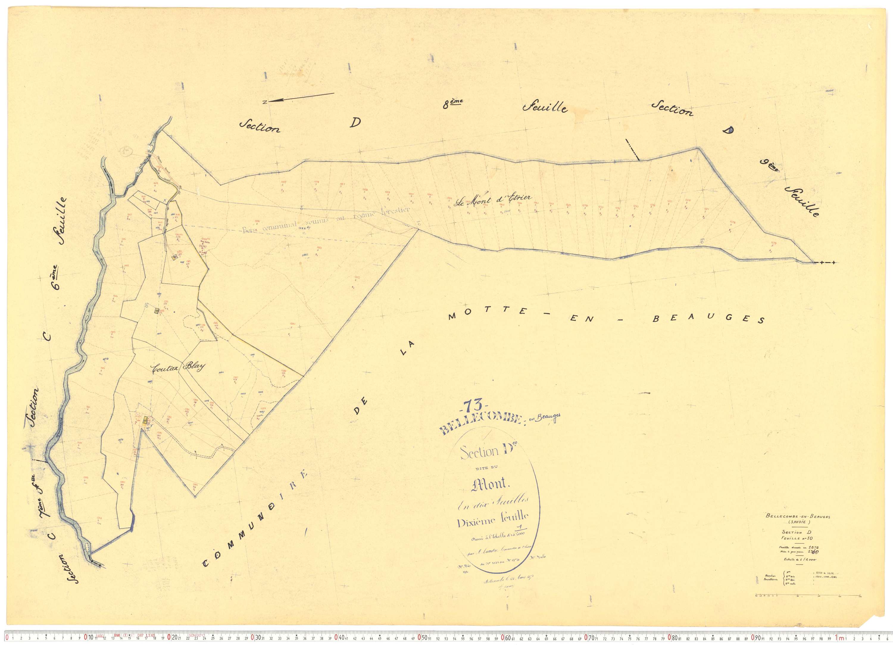 Bellecombe-en-Bauges - Cadastre rénové, version de travail (1960).
