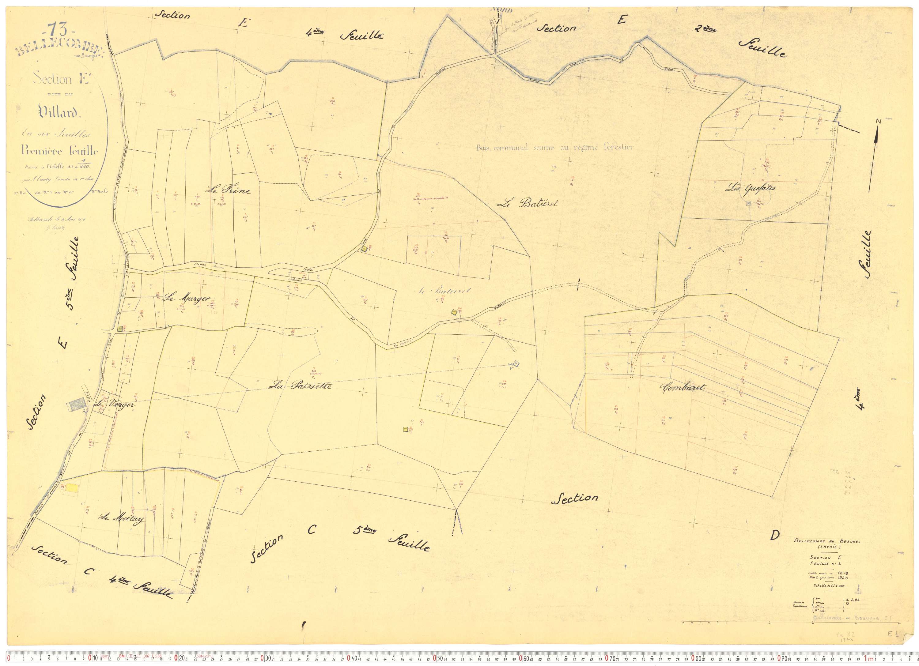 Bellecombe-en-Bauges - Cadastre rénové, version de travail (1960).