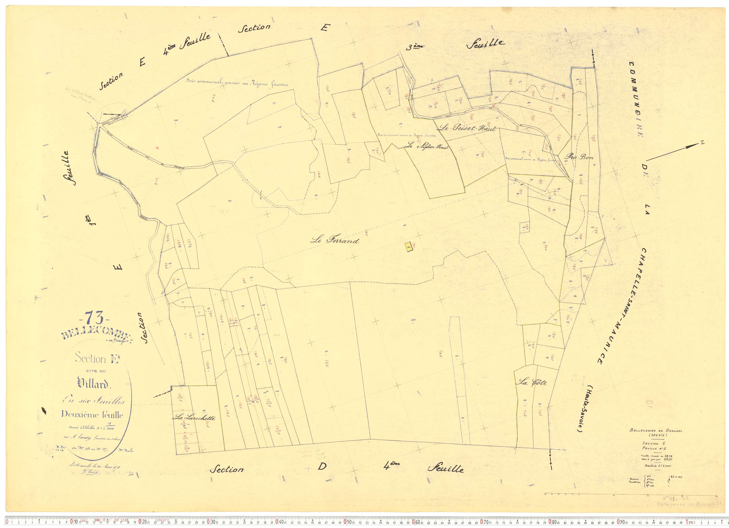 Bellecombe-en-Bauges - Cadastre rénové, version de travail (1960).