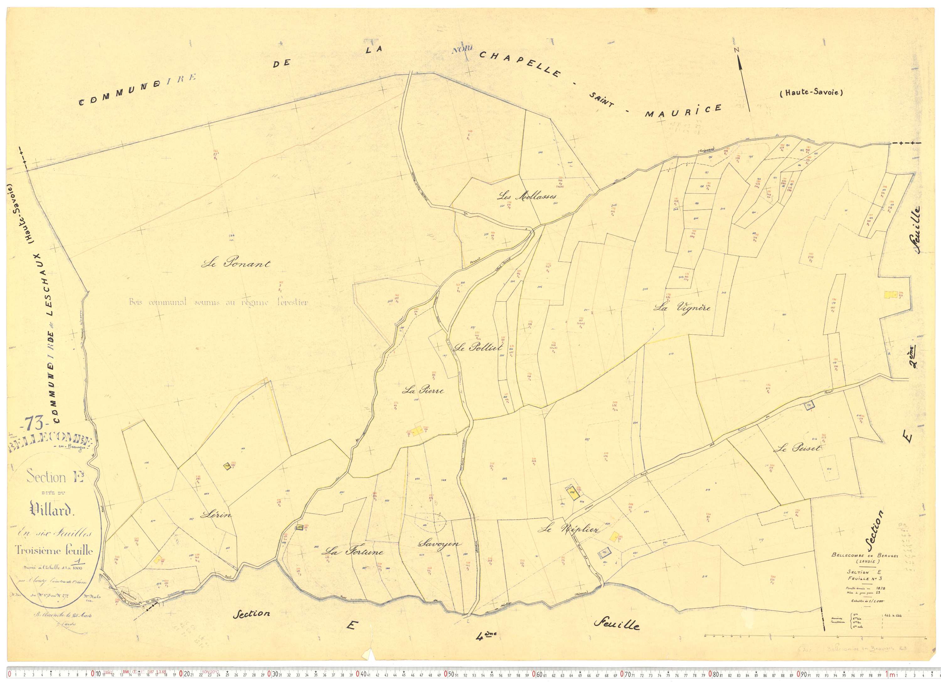 Bellecombe-en-Bauges - Cadastre rénové, version de travail (1960).
