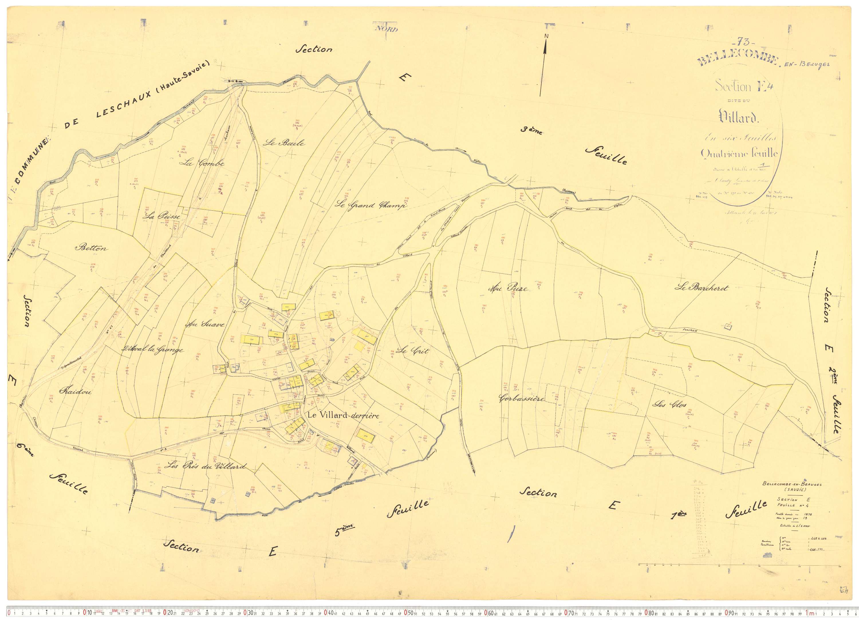 Bellecombe-en-Bauges - Cadastre rénové, version de travail (1960).