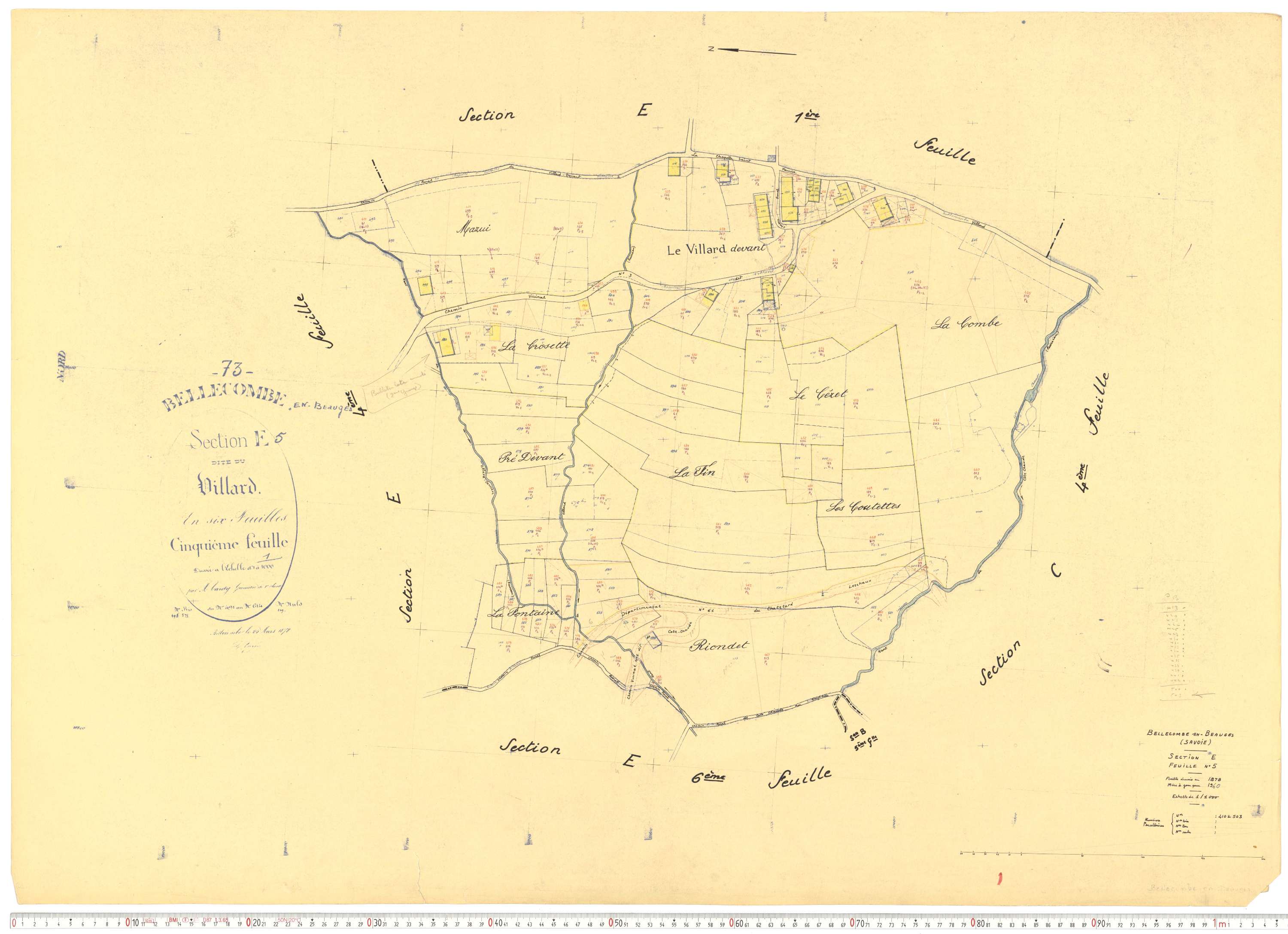Bellecombe-en-Bauges - Cadastre rénové, version de travail (1960).