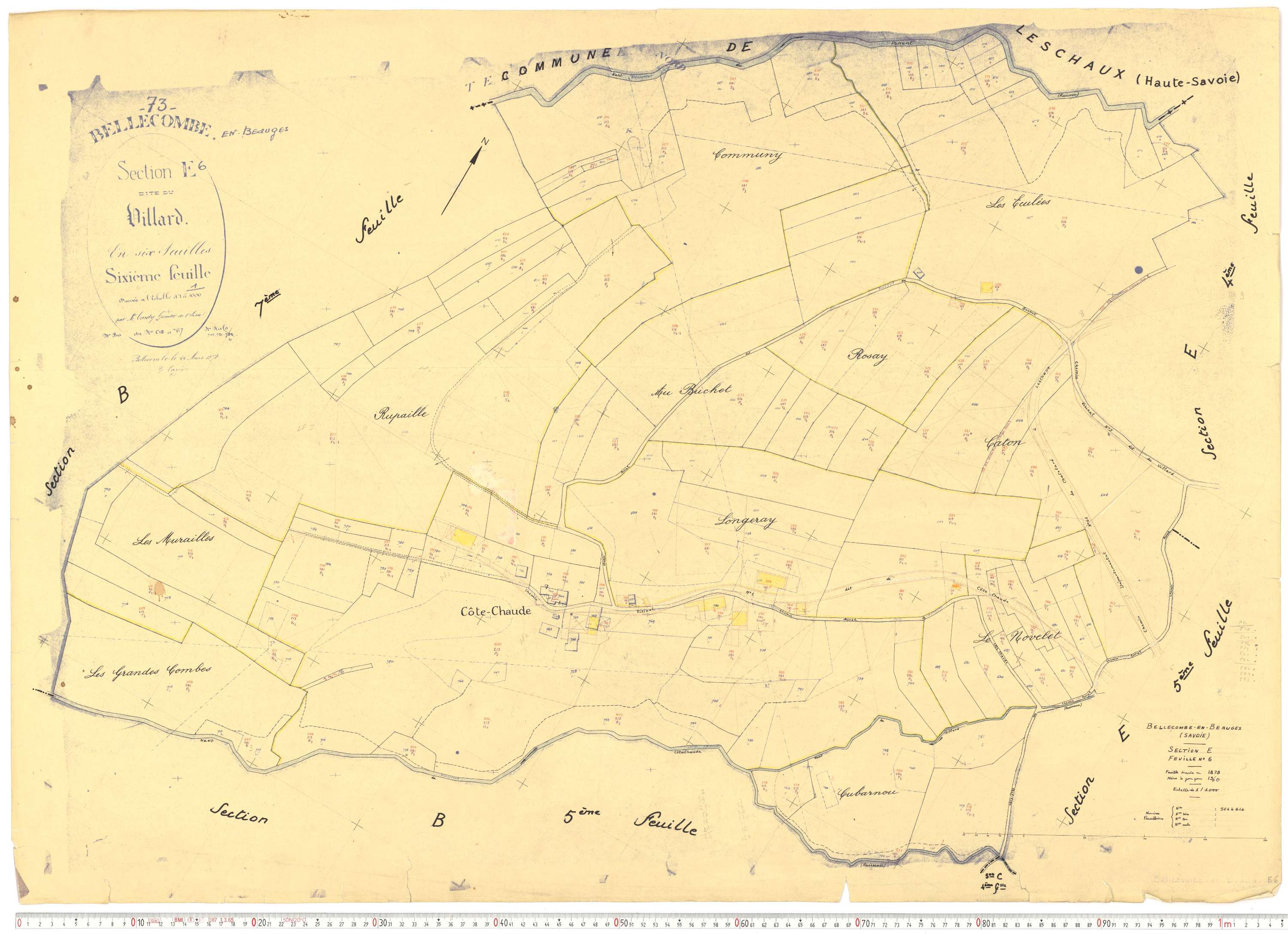Bellecombe-en-Bauges - Cadastre rénové, version de travail (1960).