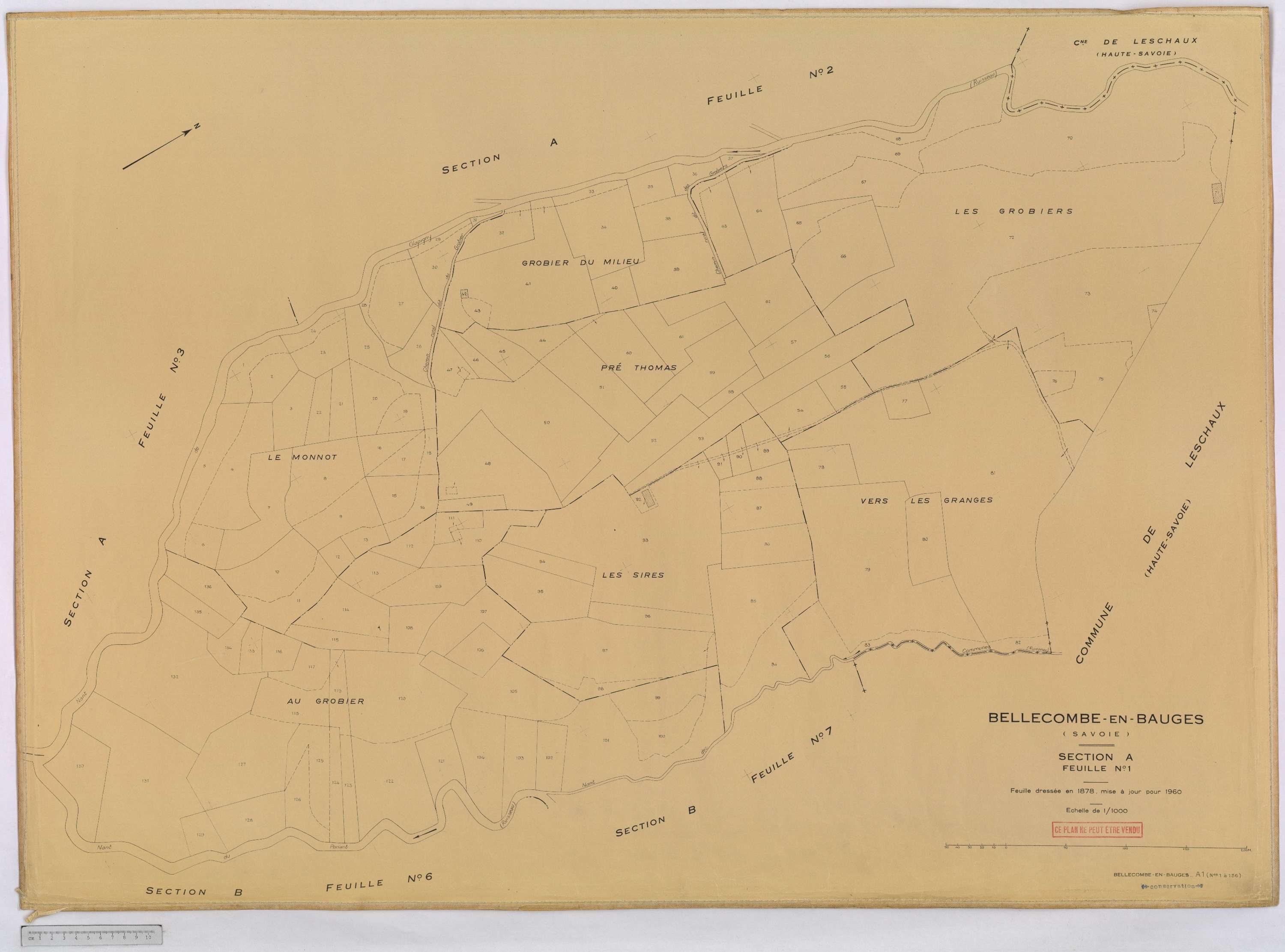 Bellecombe-en-Bauges - Cadastre rénové, version définitive (1960).
