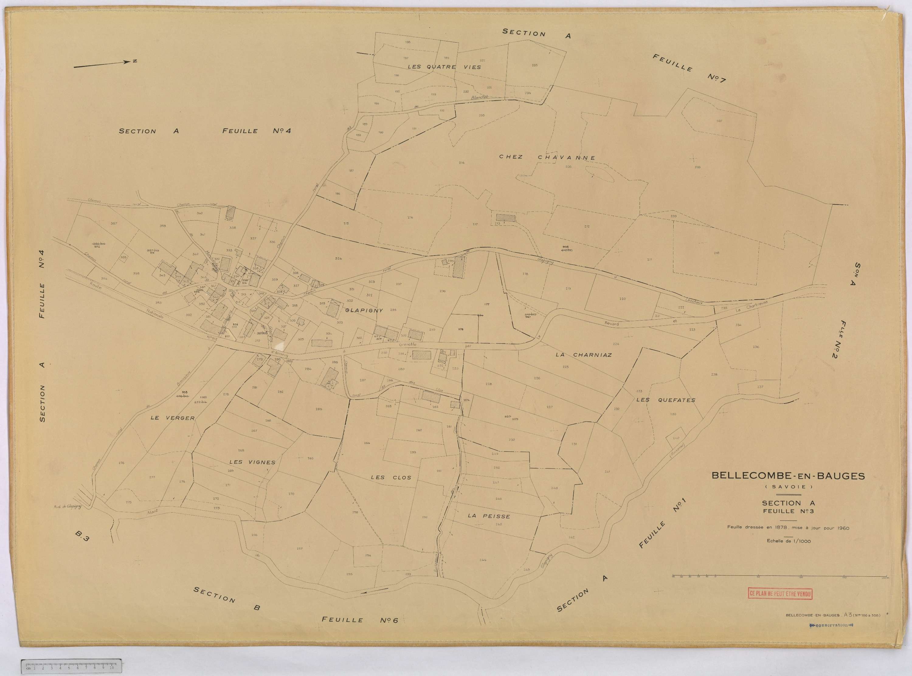 Bellecombe-en-Bauges - Cadastre rénové, version définitive (1960).